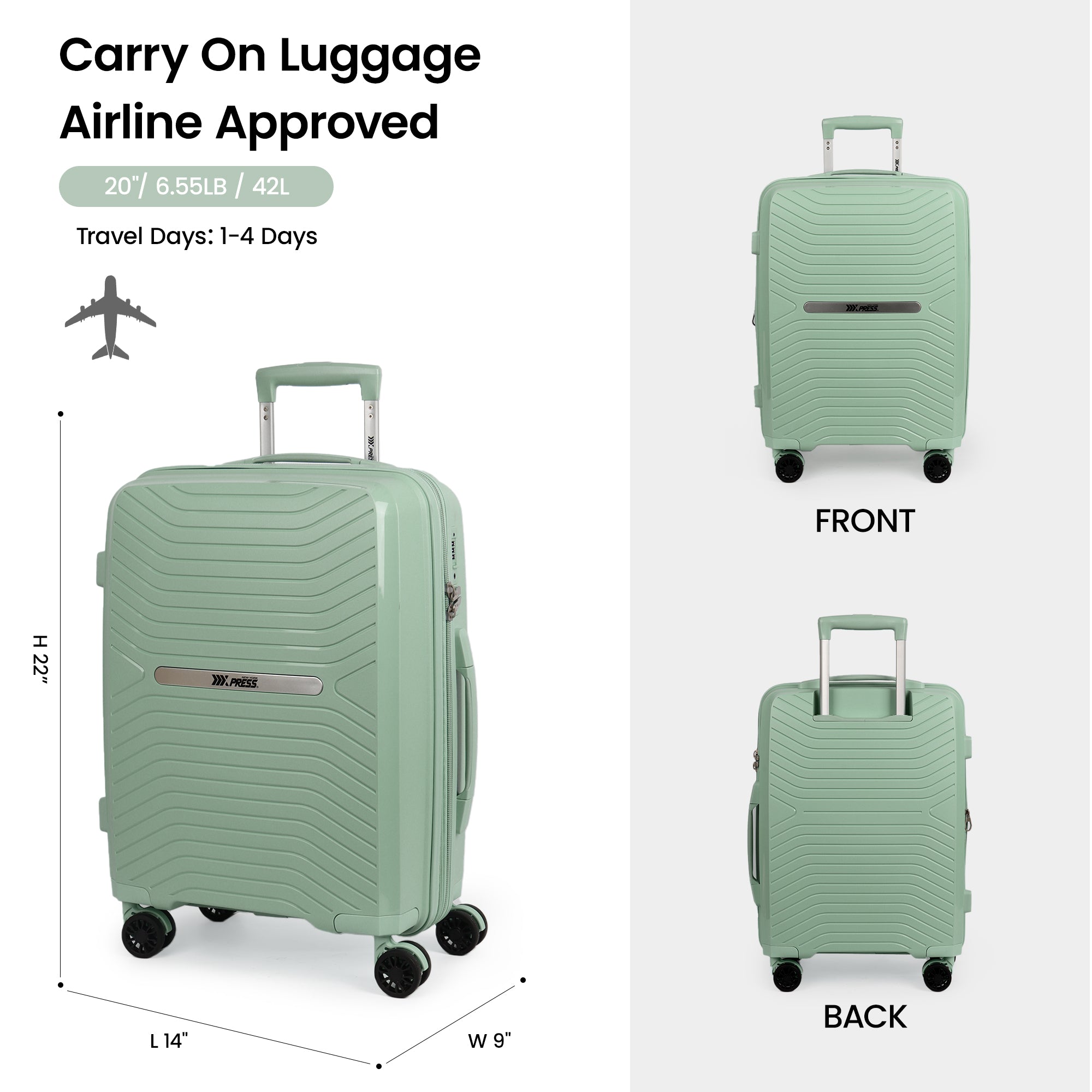 New York XPress 13804,3 Piece Luggage Set w/TSA LOCK,PC Hardside Suitcase Set w/Double Spinner Wheels,Expandable 20%,Luggage Sets,Lightweight Rolling Suitcase for Men/Women（20in/25in/29in）