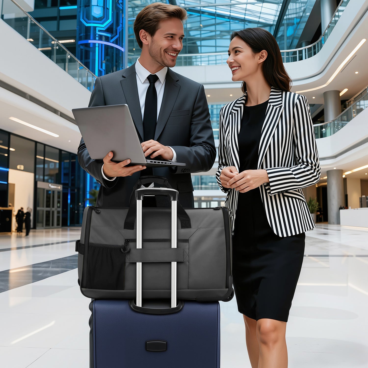 New York XPress GB-161, 2 in 1 Rolling Garment Bag with Wheels,Overnight Bags with Wheels,Rolling Duffle Bag w/Shoes Compartment