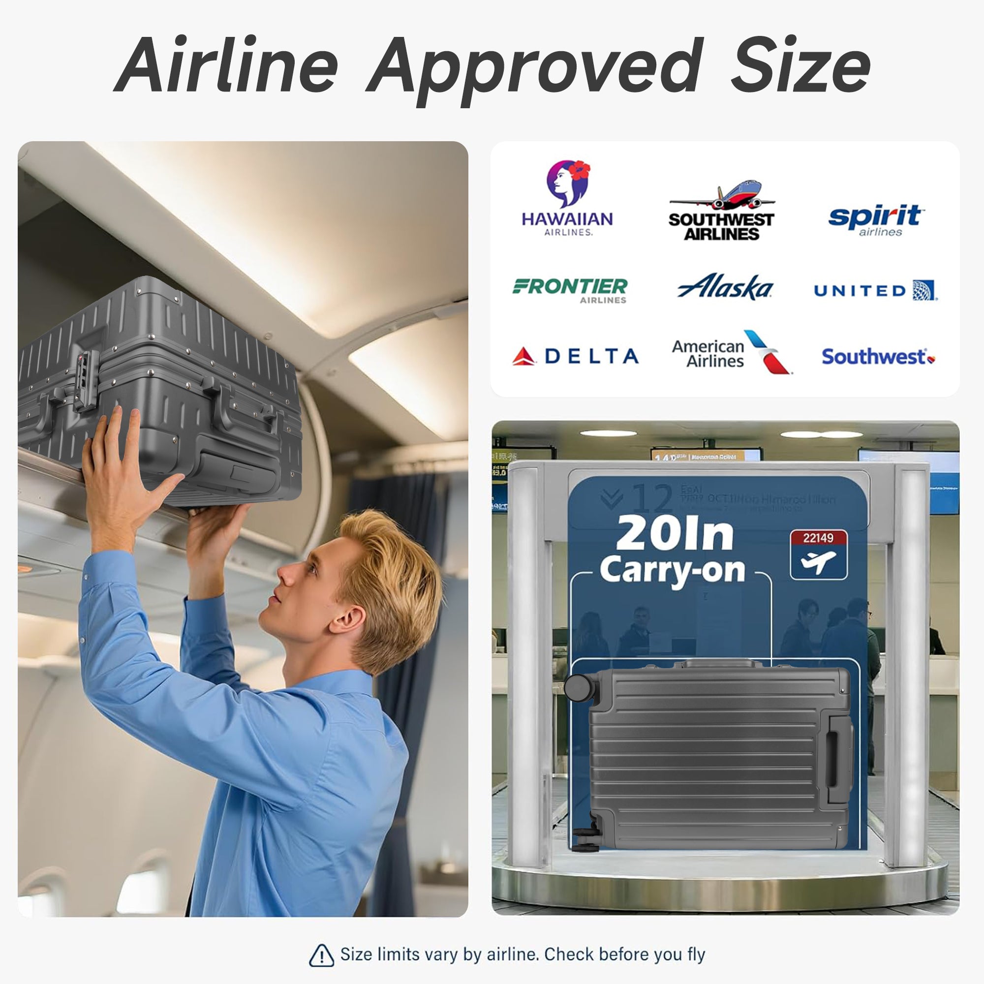 NEW YORK XPRESS Zipperless Luggage AL-12501,20in/30in,Aluminum Frame w/TSA LOCK w/Spinner Wheels