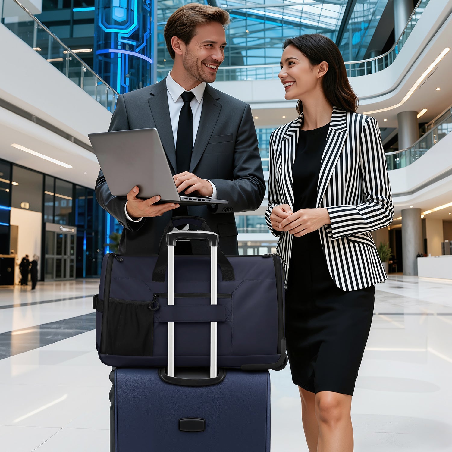 New York XPress GB-161, 2 in 1 Rolling Garment Bag with Wheels,Overnight Bags with Wheels,Rolling Duffle Bag w/Shoes Compartment