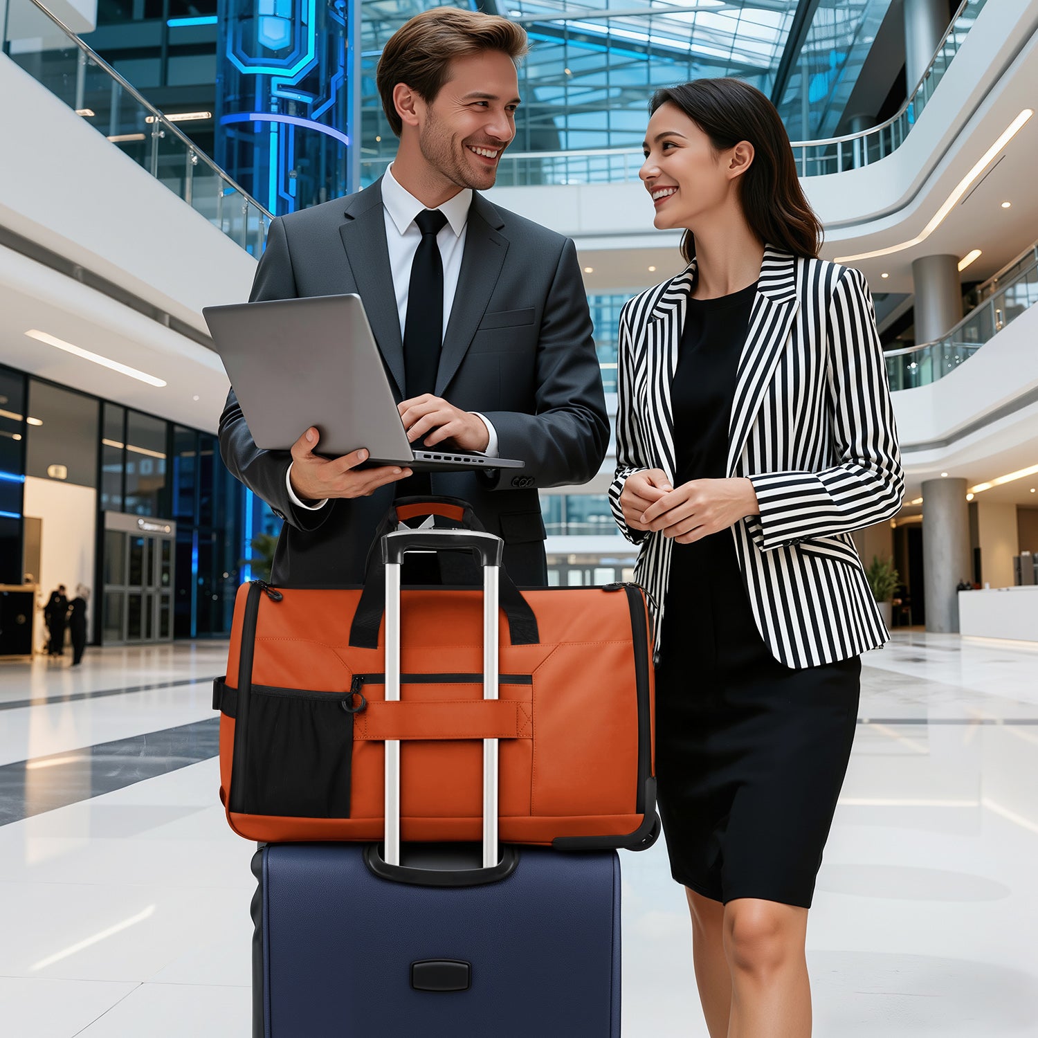 New York XPress GB-161, 2 in 1 Rolling Garment Bag with Wheels,Overnight Bags with Wheels,Rolling Duffle Bag w/Shoes Compartment