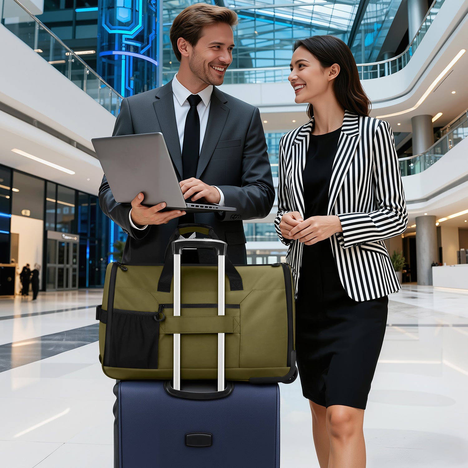 New York XPress GB-161, 2 in 1 Rolling Garment Bag with Wheels,Overnight Bags with Wheels,Rolling Duffle Bag w/Shoes Compartment