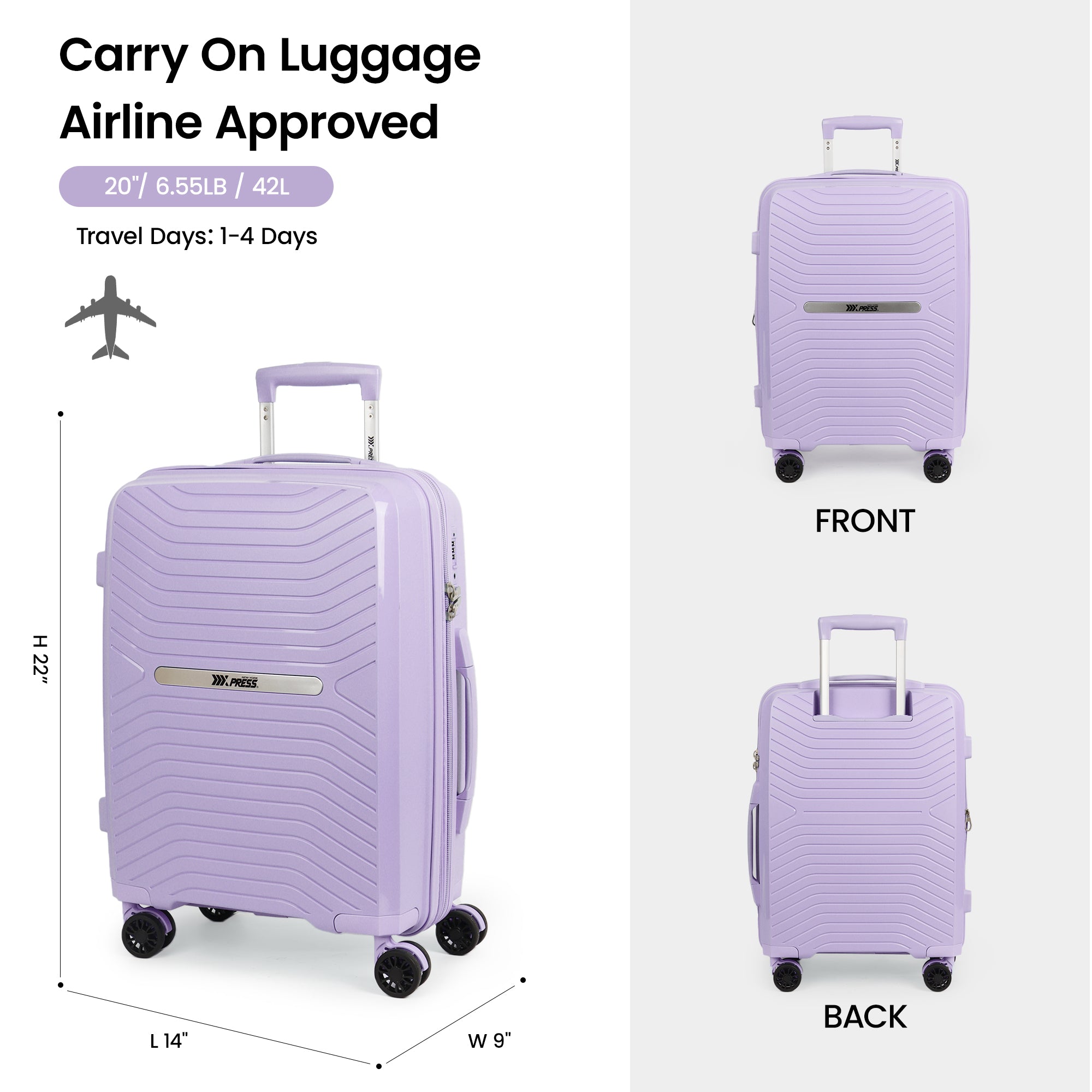 New York XPress 13804,3 Piece Luggage Set w/TSA LOCK,PC Hardside Suitcase Set w/Double Spinner Wheels,Expandable 20%,Luggage Sets,Lightweight Rolling Suitcase for Men/Women（20in/25in/29in）