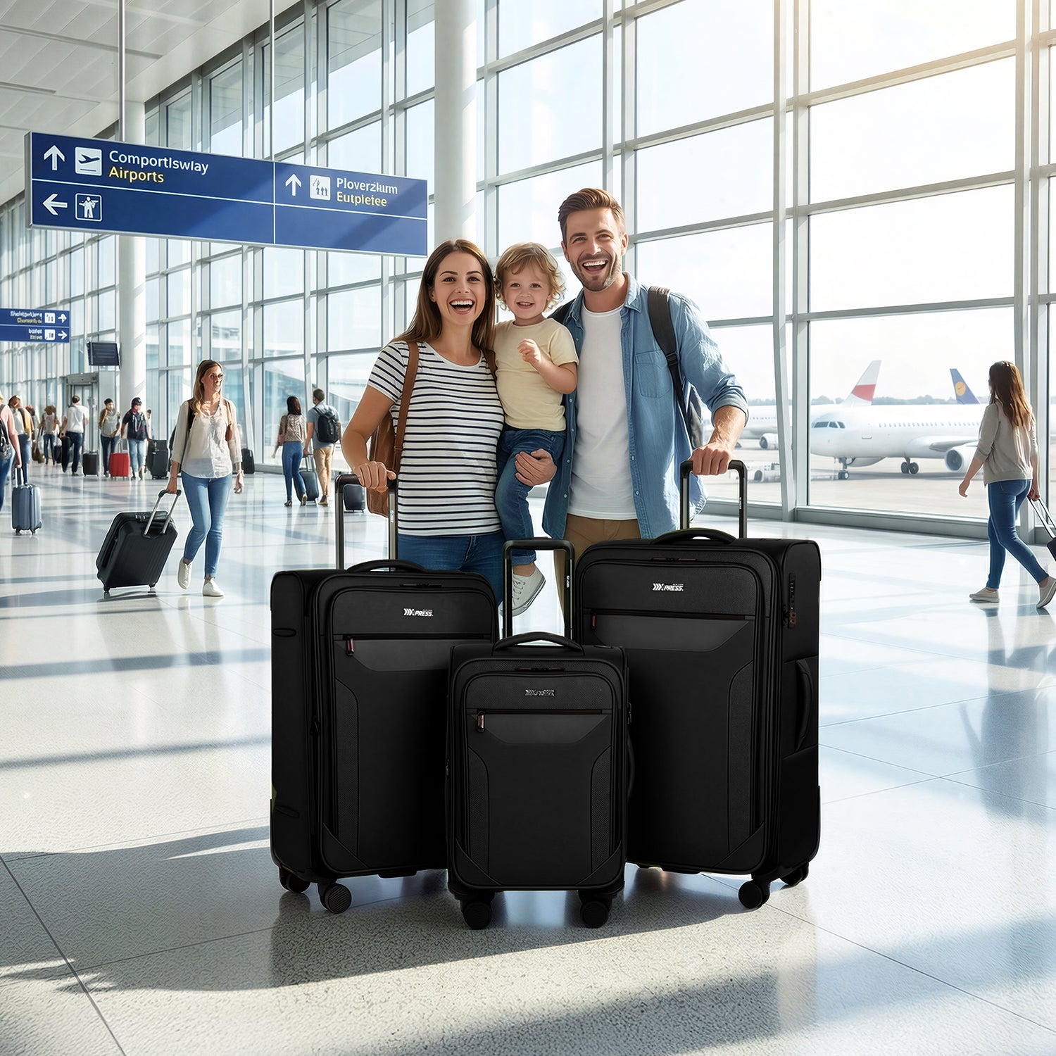 New York XPress WD-8817 3PCS Softside Luggage Set, Expandable Spinner with TSA LOCK, Lightweight Travel Suitcase for Men Women (20/26/30in) ﻿ ﻿