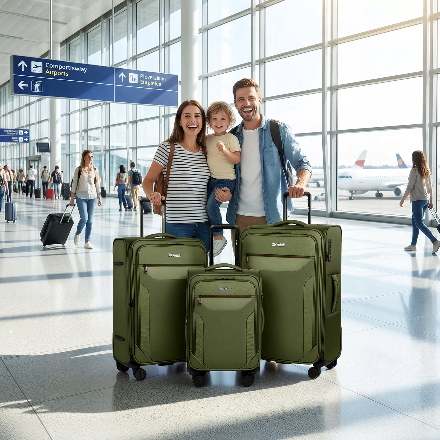New York XPress WD-8817 3PCS Softside Luggage Set, Expandable Spinner with TSA LOCK, Lightweight Travel Suitcase for Men Women (20/26/30in) ﻿ ﻿