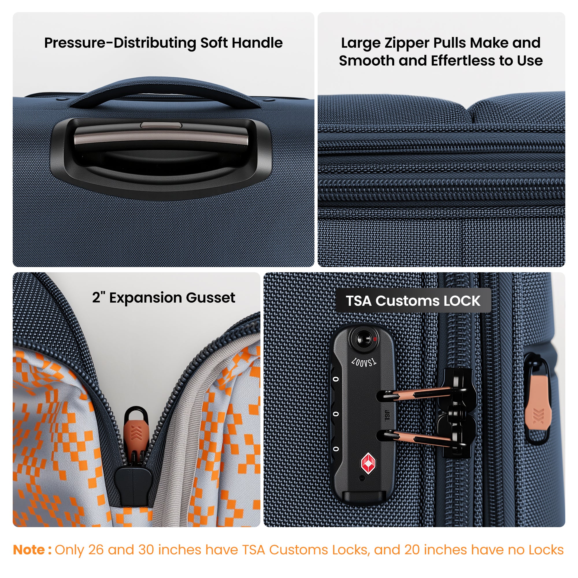 New York XPress XJ 1901,20in/26in/30in Softside Expandable Rolling Luggage w/TSA LOCK and Double Spinner Wheels,Lightweight Suitcases for Men Women