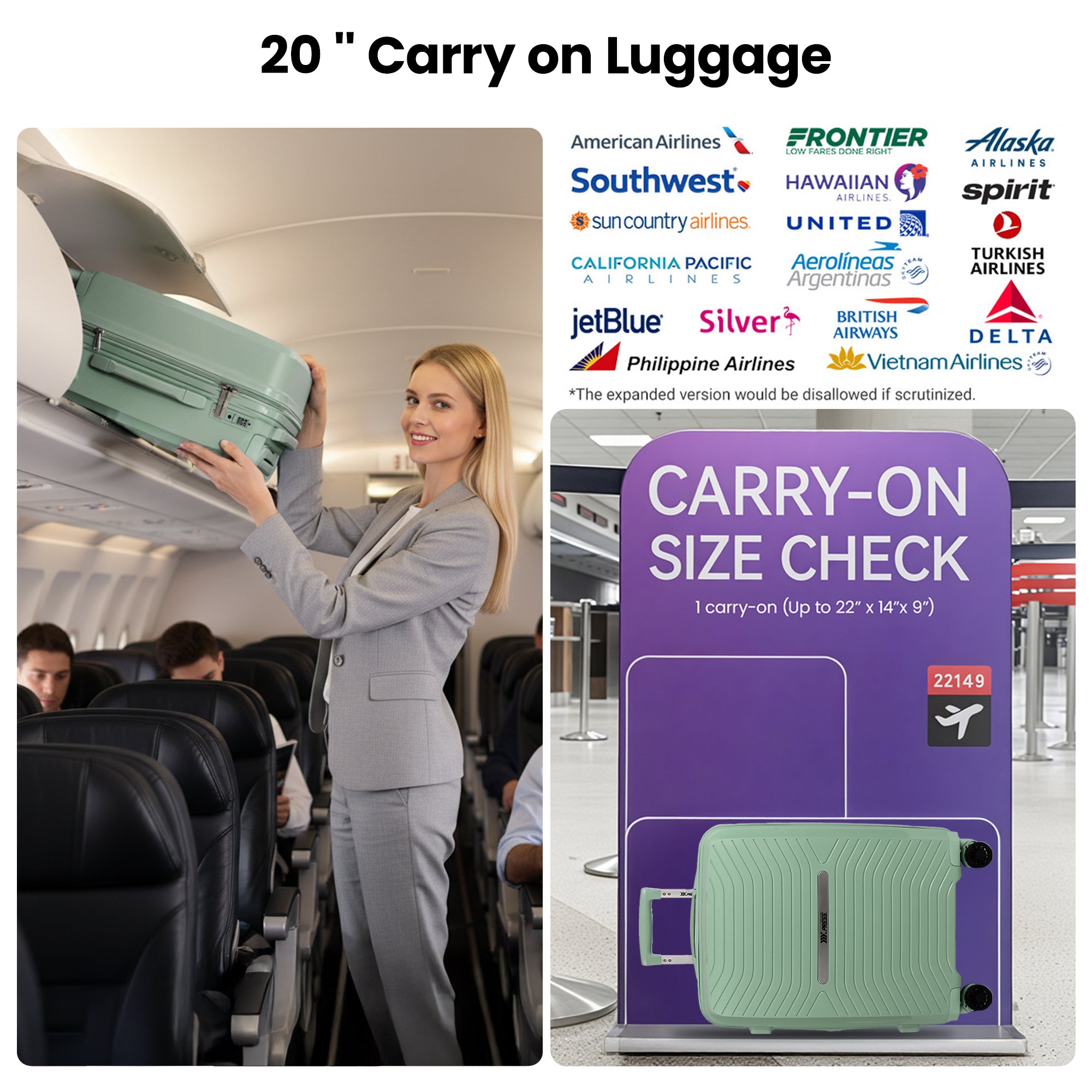 New York XPress 13804,3 Piece Luggage Set w/TSA LOCK,PC Hardside Suitcase Set w/Double Spinner Wheels,Expandable 20%,Luggage Sets,Lightweight Rolling Suitcase for Men/Women（20in/25in/29in）