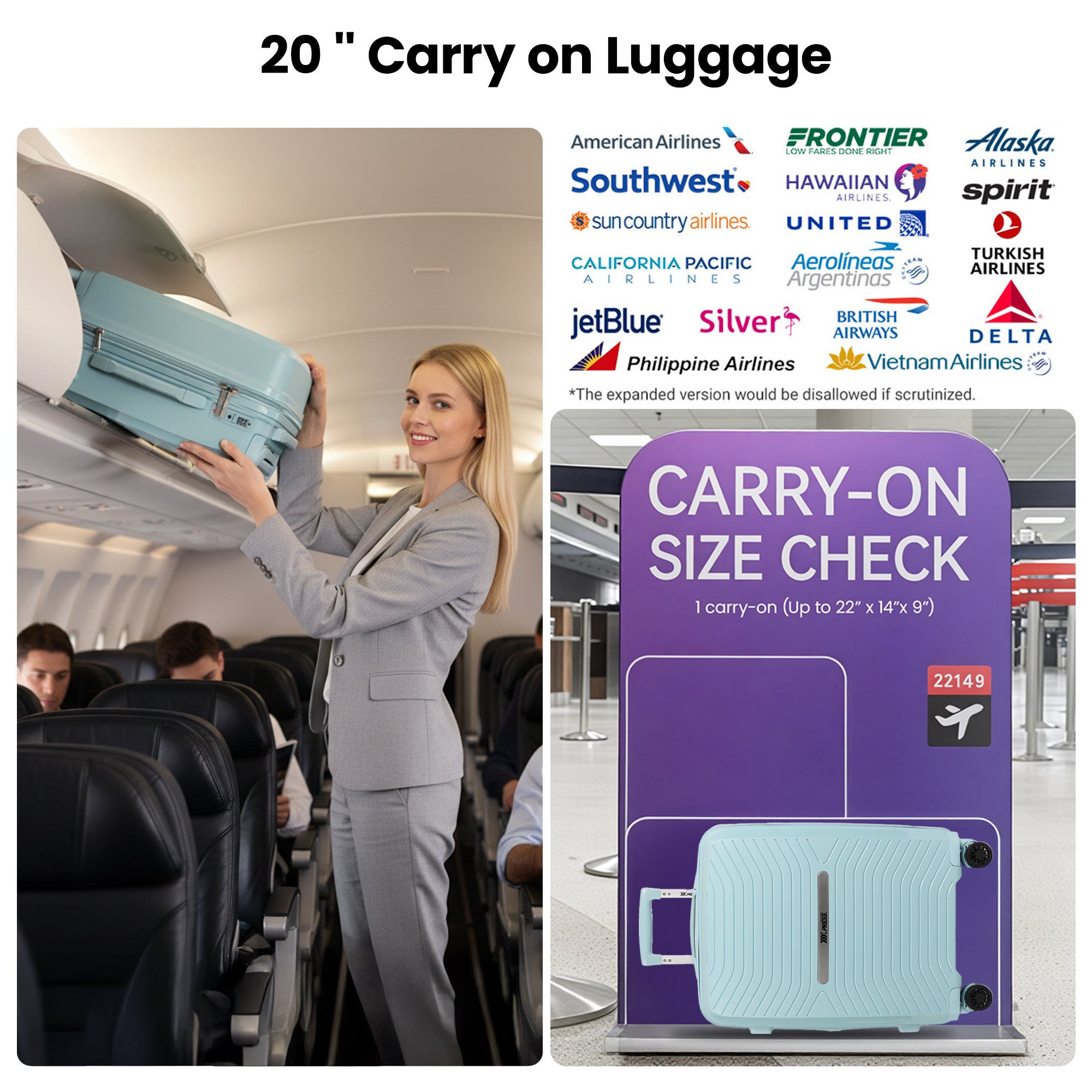 New York XPress 13804,3 Piece Luggage Set w/TSA LOCK,PC Hardside Suitcase Set w/Double Spinner Wheels,Expandable 20%,Luggage Sets,Lightweight Rolling Suitcase for Men/Women（20in/25in/29in）
