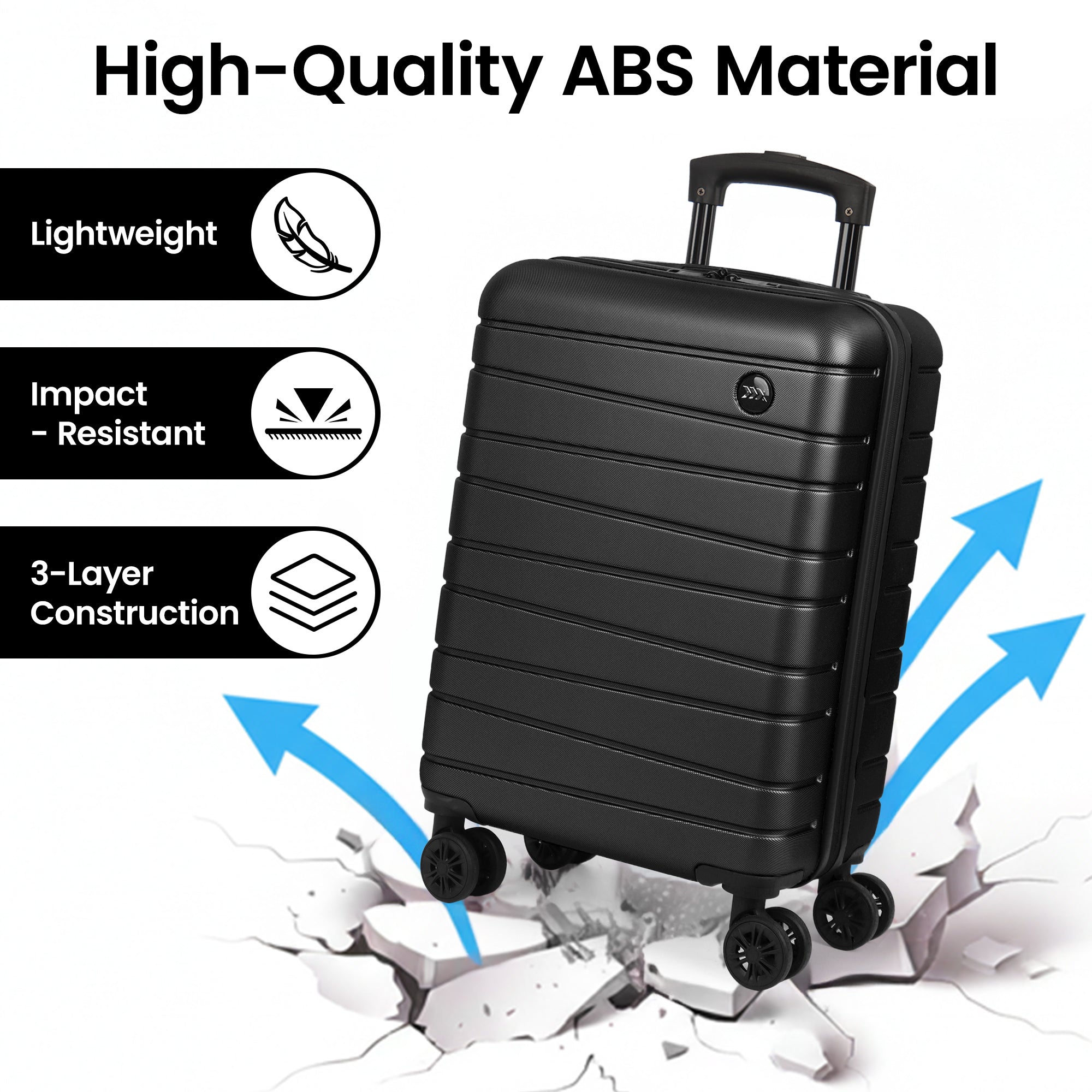New York XPress 2538 2-PC (16/30in) ABS Hardshell Spinner, No LOCK (Keyhole), Scratch-Resistant, Lightweight Durable for Men/Women