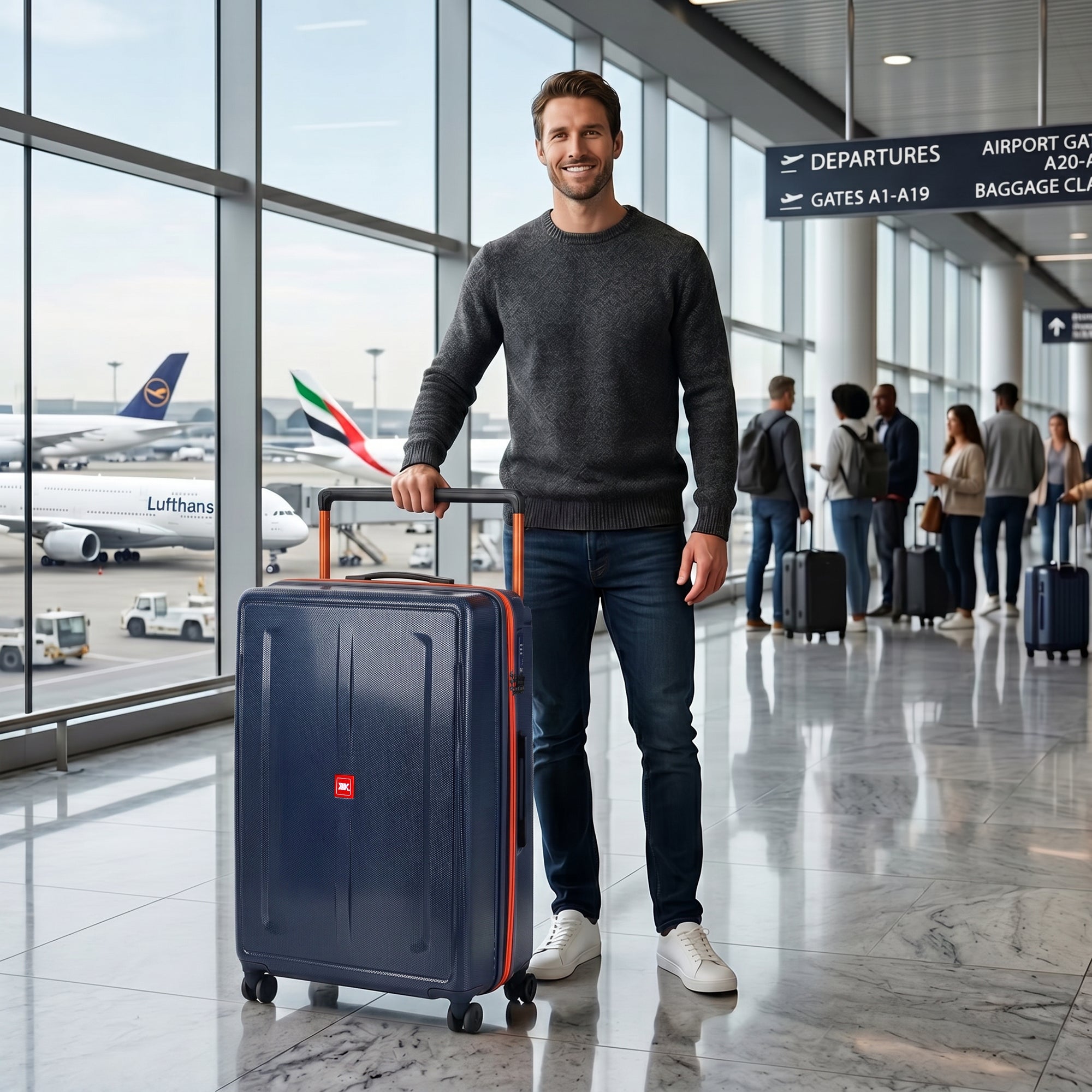 New York XPress LP-13803,3-Piece PC Hardshell Luggage, Expandable 20%, Spinner Wheels, TSA Lock, Wide Handle（20in/26in30in）
