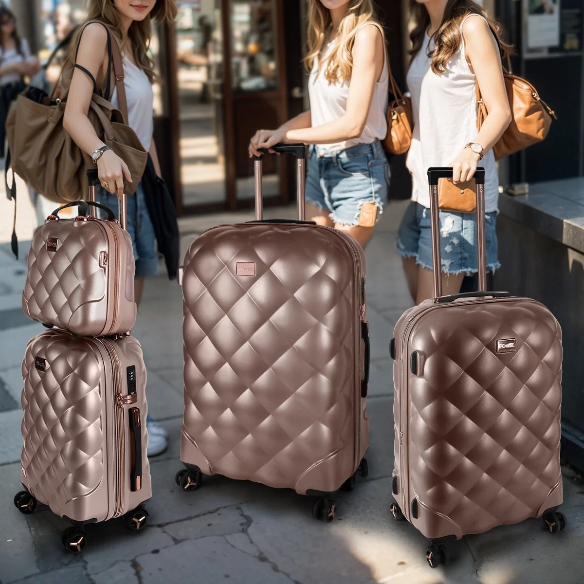 NEW YORK XPRESS  4 Piece, Hard Shell Expandable Luggage Sets(14" Travel Case,20"Carry on Luggage,25" 29" Checked Luggage)Ligthweight Hardside Travel Suitcase Set with Spinner Wheels TSA Lock