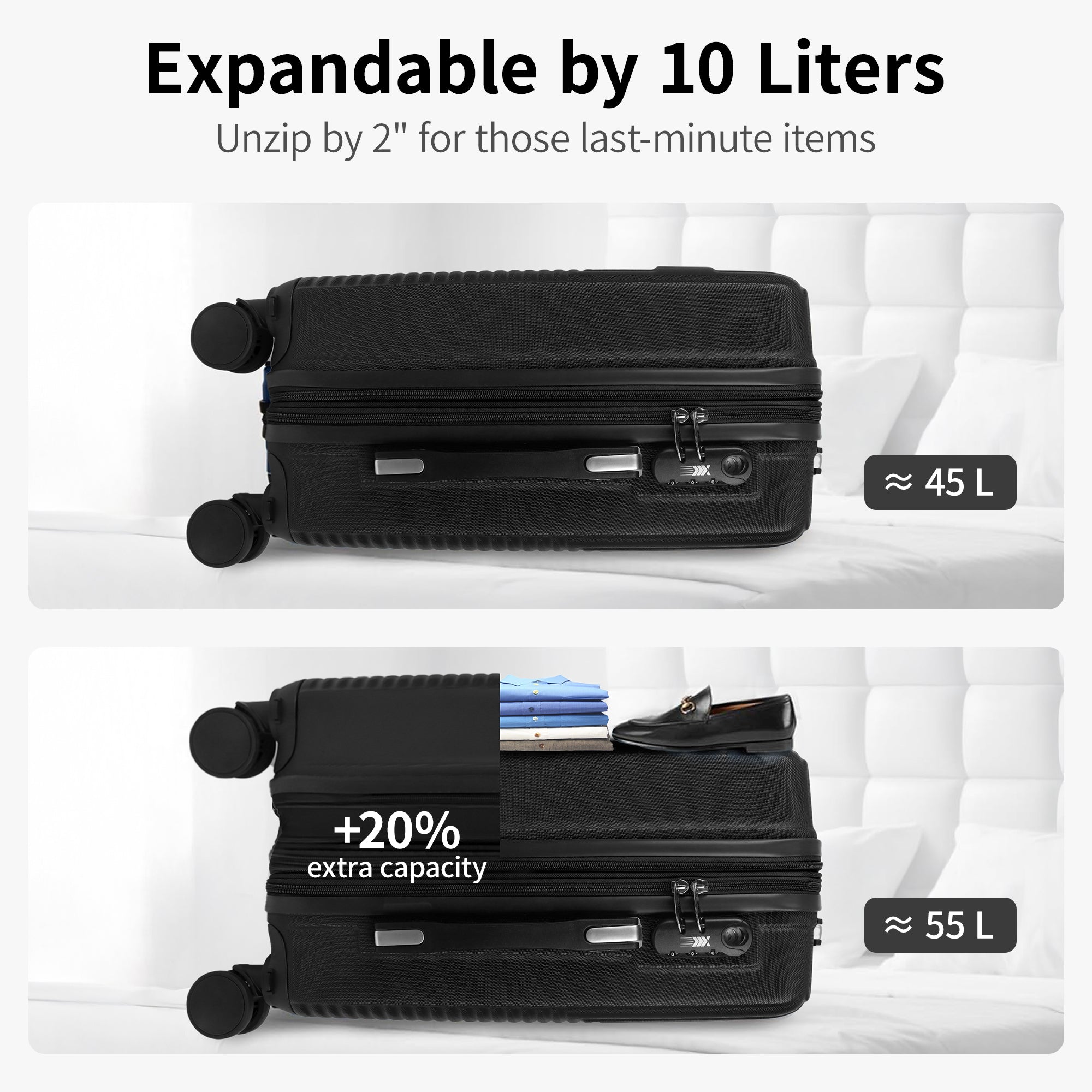 NEW YORK XPRESS WD-588-20" Hardside Carry-On Luggage for Airplane,Hardshell Suitcase with 8 Spinner Wheels