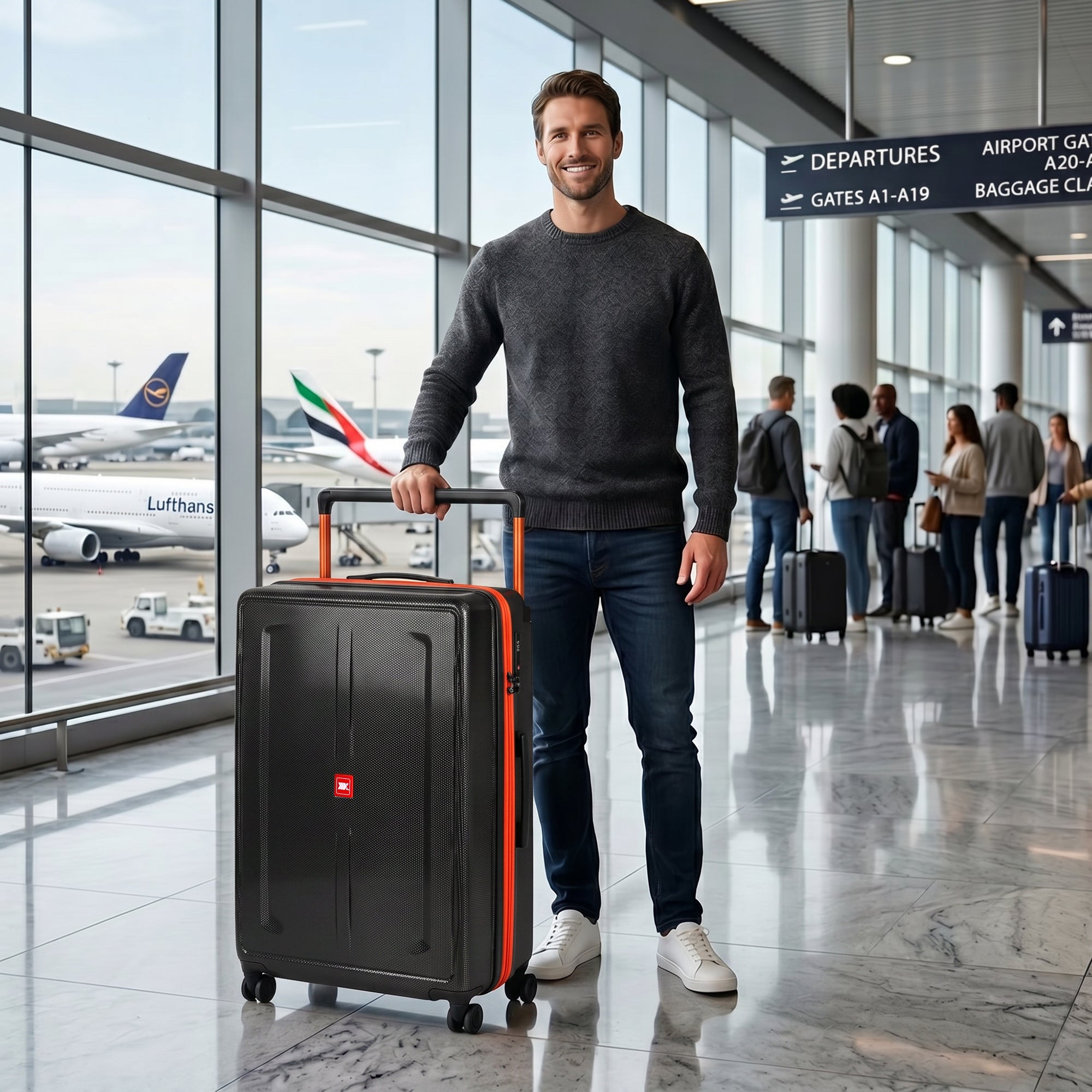 New York XPress LP-13803,3-Piece PC Hardshell Luggage, Expandable 20%, Spinner Wheels, TSA Lock, Wide Handle（20in/26in30in）