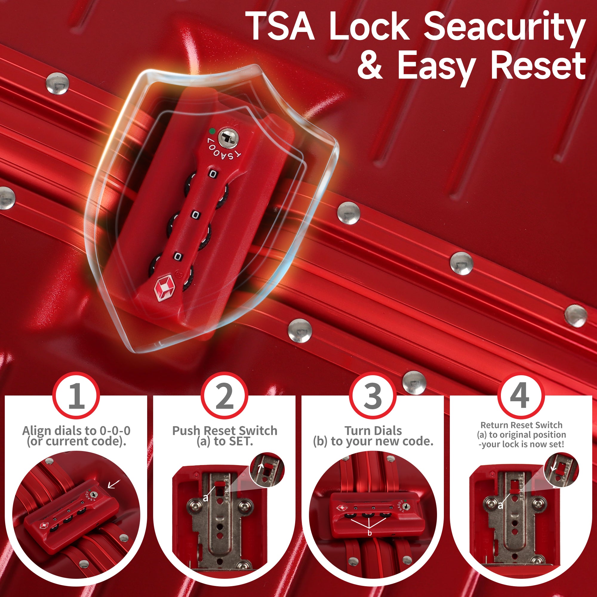 NEW YORK XPRESS Zipperless Luggage AL-12501,20in/30in,Aluminum Frame w/TSA LOCK w/Spinner Wheels