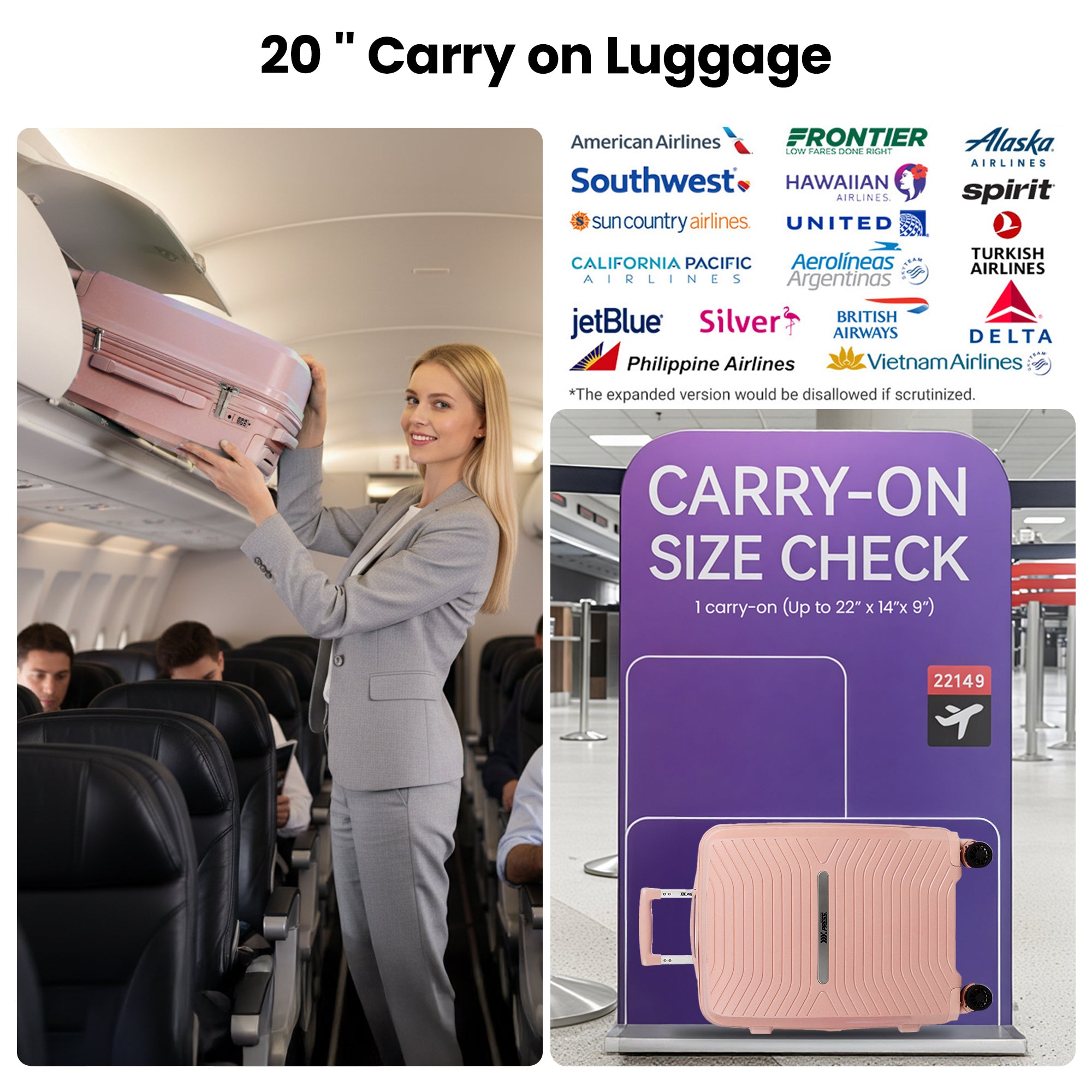 New York XPress 13804,3 Piece Luggage Set w/TSA LOCK,PC Hardside Suitcase Set w/Double Spinner Wheels,Expandable 20%,Luggage Sets,Lightweight Rolling Suitcase for Men/Women（20in/25in/29in）
