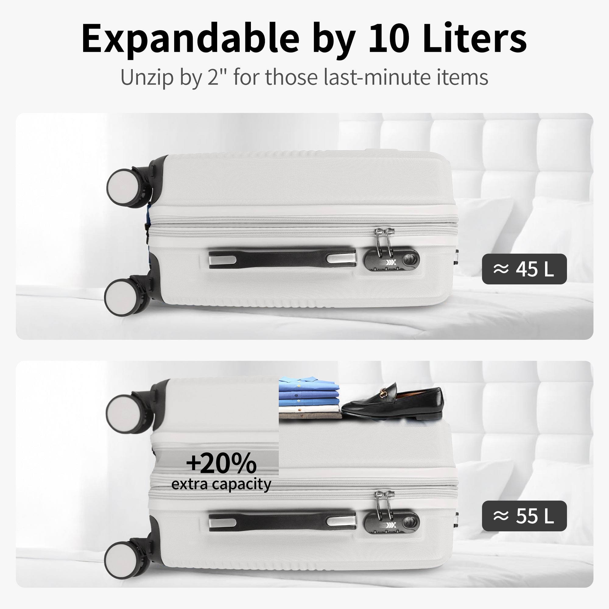 NEW YORK XPRESS WD-588-20" Hardside Carry-On Luggage for Airplane,Hardshell Suitcase with 8 Spinner Wheels