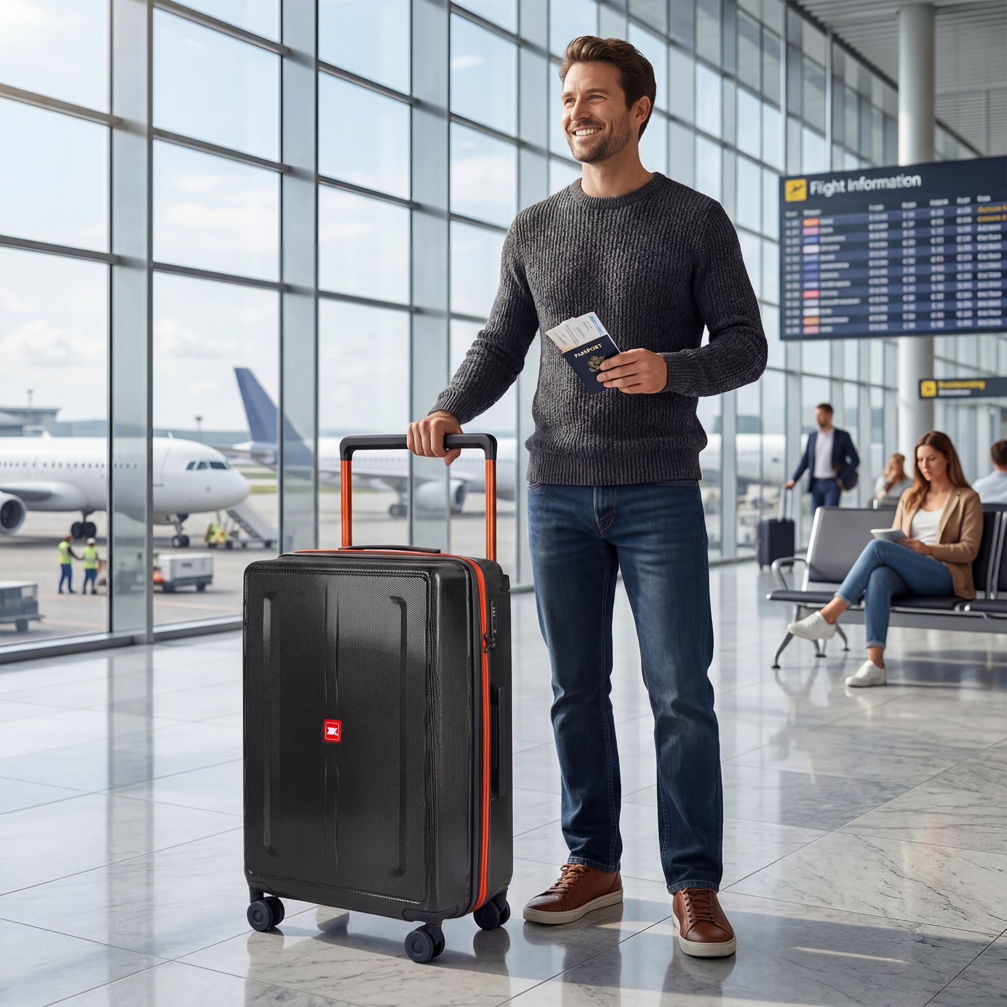 New York XPress LP-13803,3-Piece PC Hardshell Luggage, Expandable 20%, Spinner Wheels, TSA Lock, Wide Handle（20in/26in30in）