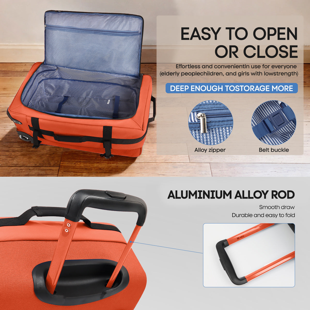 New York XPress TA-069-20'' Rolling Duffle Bag w/Wheels,26in/30in Rolling Duffle Bag w/Handle,Carry on Luggage Travel Duffle Bags for Man Women