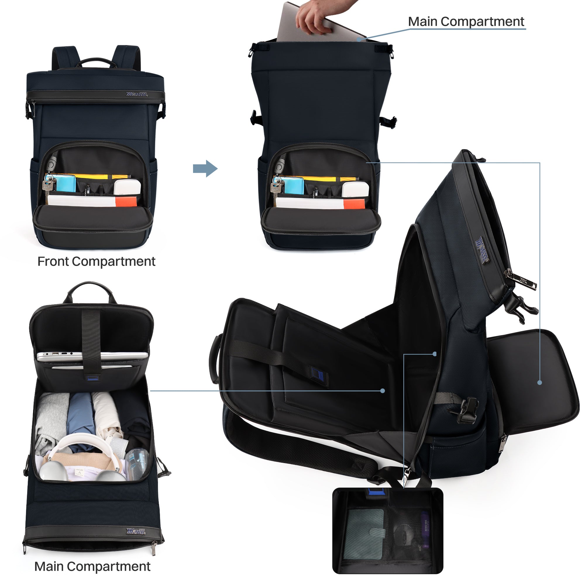 New York XPress B00684 Backpack 20'' Large Capacity Travel Laptop Backpack for 17 inch Laptop,Waterproof Backpack 27L