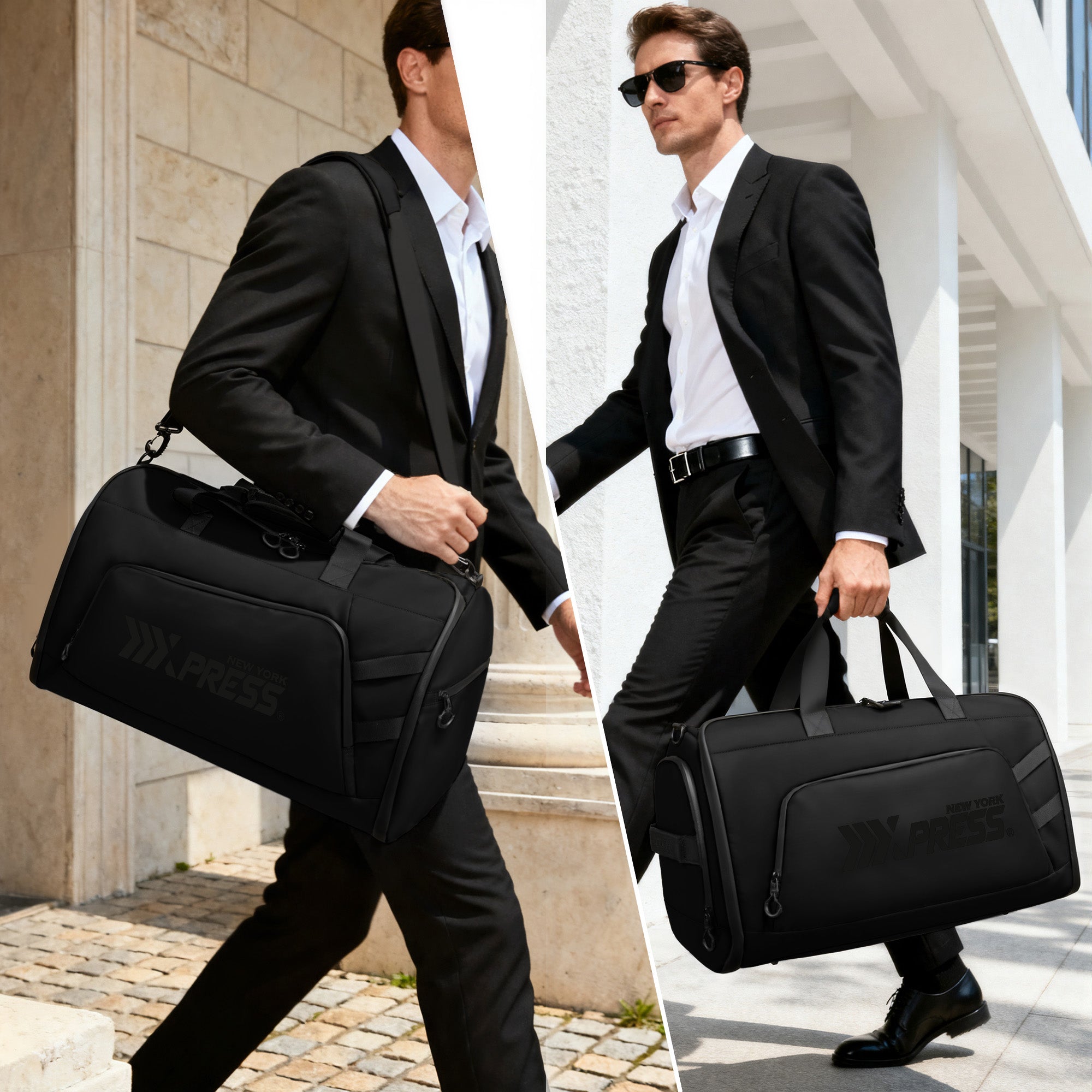 New York XPress GB-261, 2 in 1 Convertible Garment Bag for Travel,Carry on Garment Duffel Bag with Shoulder Strap,Hanging Suit Compartment,Duffle Bag