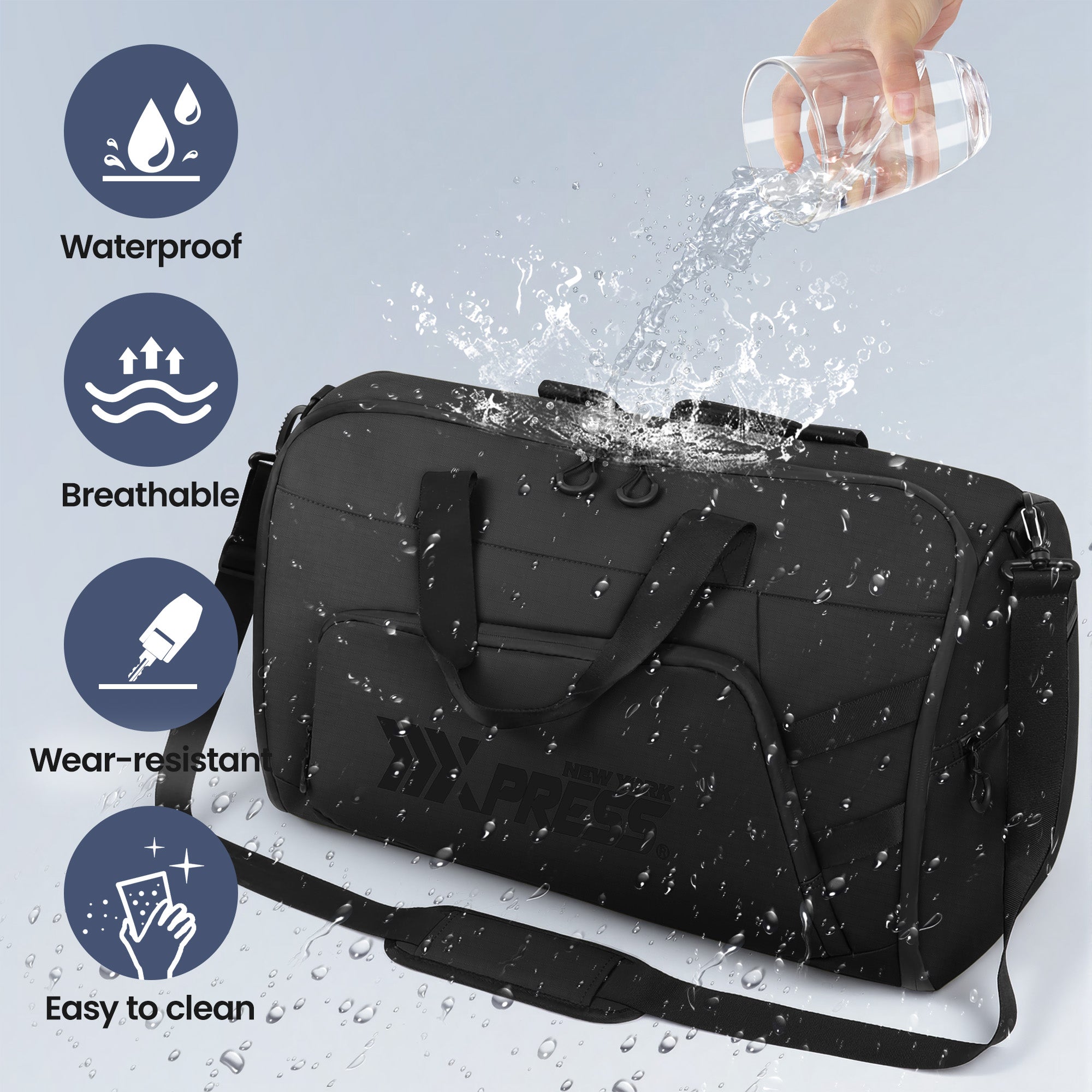 New York XPress GB-261, 2 in 1 Convertible Garment Bag for Travel,Carry on Garment Duffel Bag with Shoulder Strap,Hanging Suit Compartment,Duffle Bag