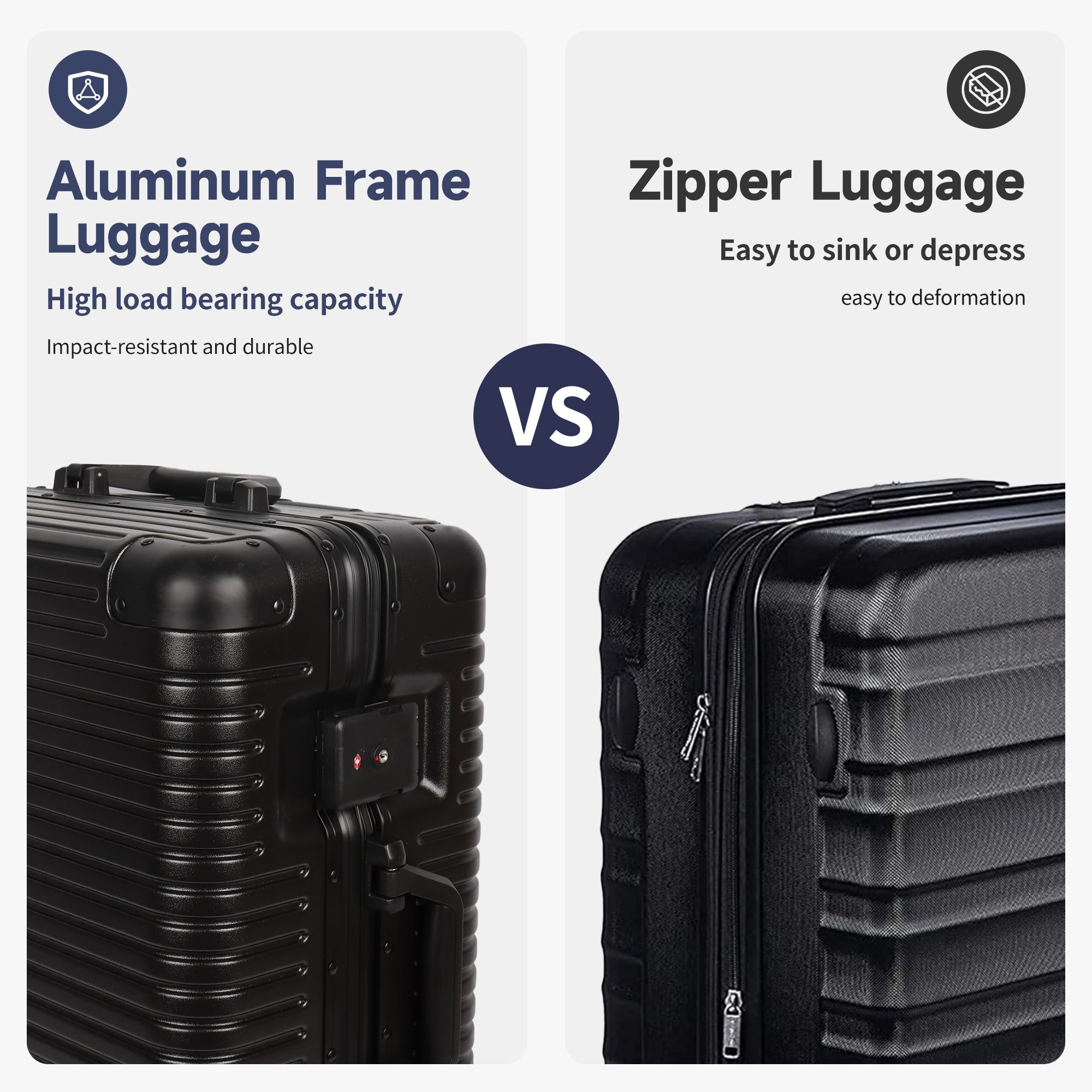 Luggage AL1377,Carry On Luggage 20 inch,Aluminum Alloy Zipperless Suitcase with Spinner Wheels