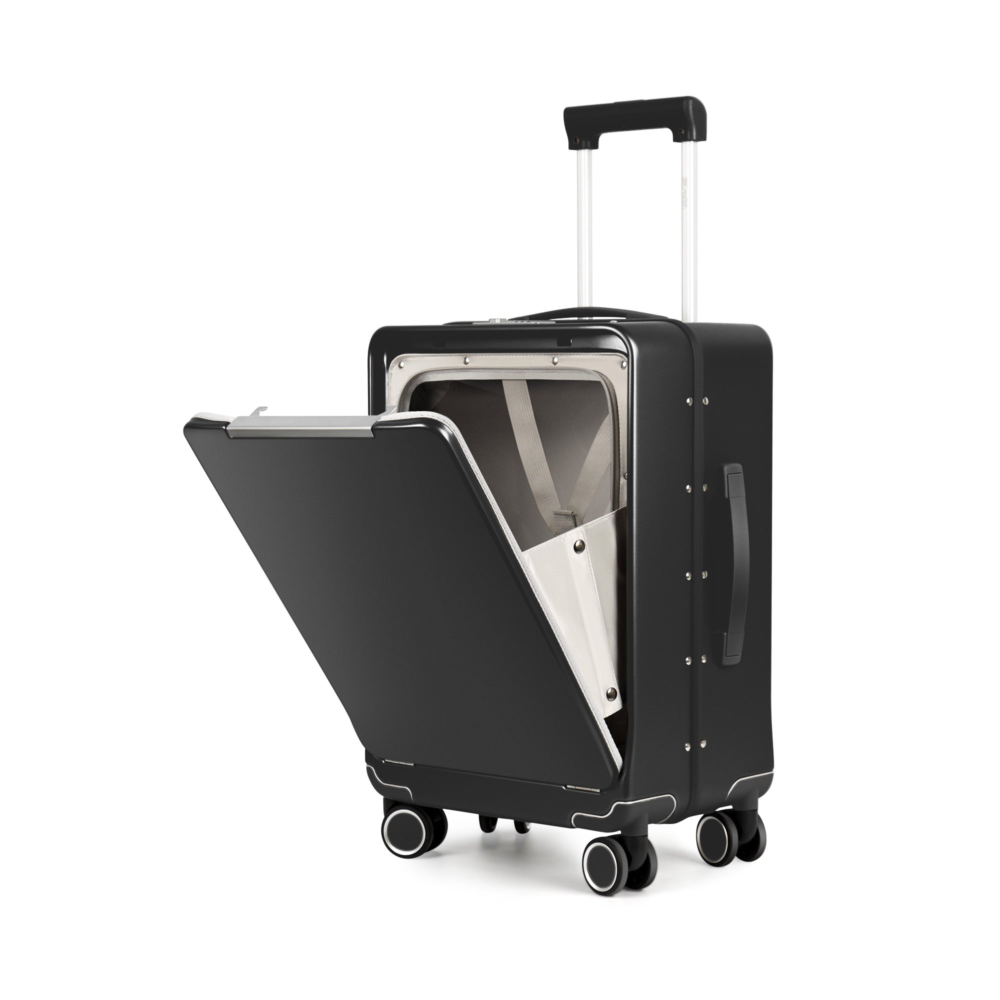 New York XPress LA-266, 20'' Carry on Luggage with Front Pocket & Cup Holder,Suitcase with Aluminum Frame,PC Hard Shell Suitcases w/TSA LOCK