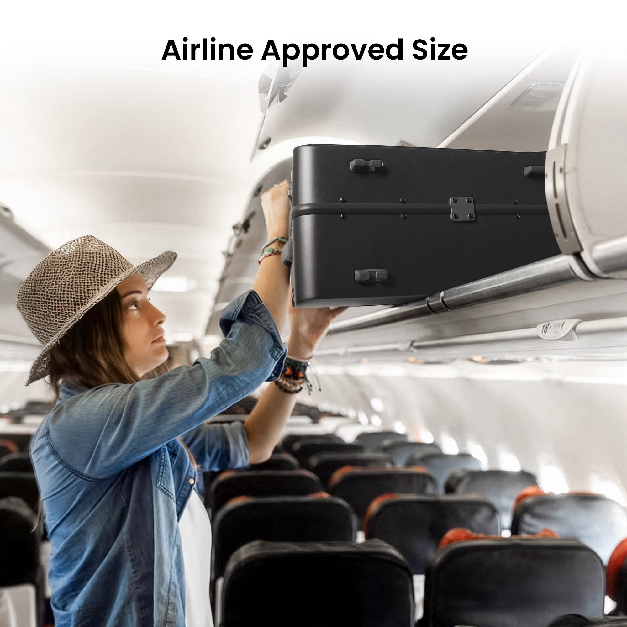 New York XPress LA-266, 20'' Carry on Luggage with Front Pocket & Cup Holder,Suitcase with Aluminum Frame,PC Hard Shell Suitcases w/TSA LOCK