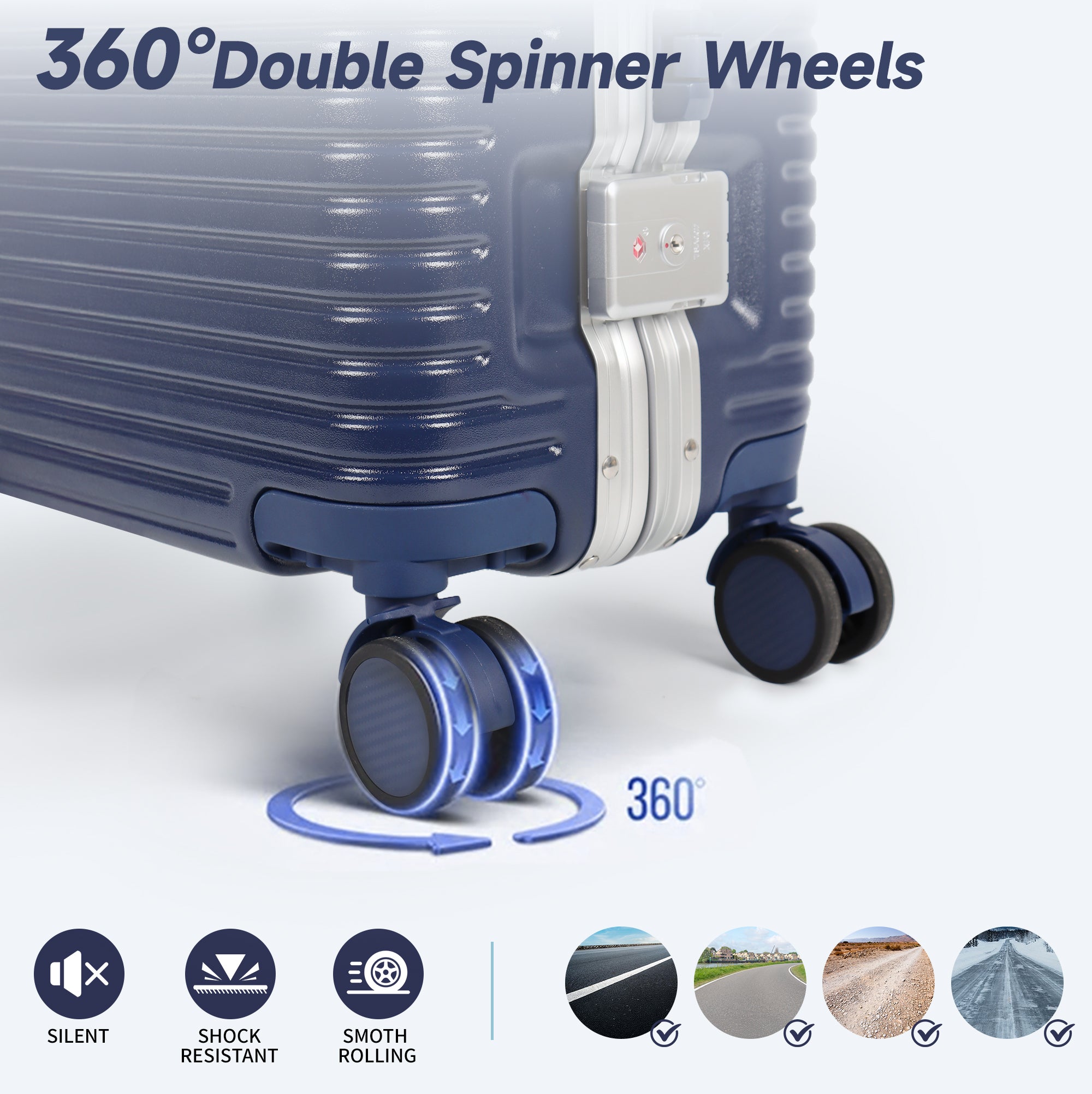 New York XPress AL1377 20" Aluminum Luggage, Zipperless Spinner Carry-On, TSA LOCK