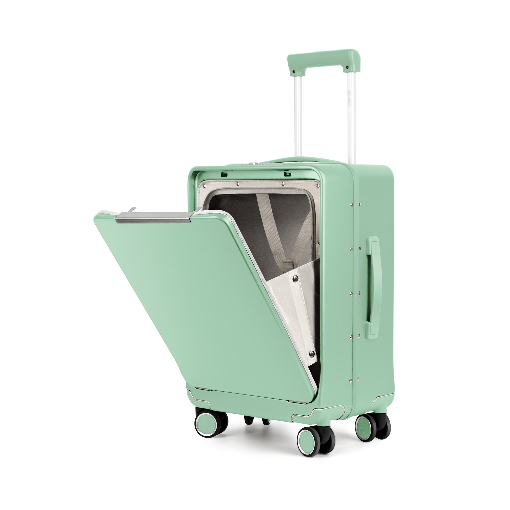 New York XPress LA-266, 20'' Carry on Luggage with Front Pocket & Cup Holder,Suitcase with Aluminum Frame,PC Hard Shell Suitcases w/TSA LOCK