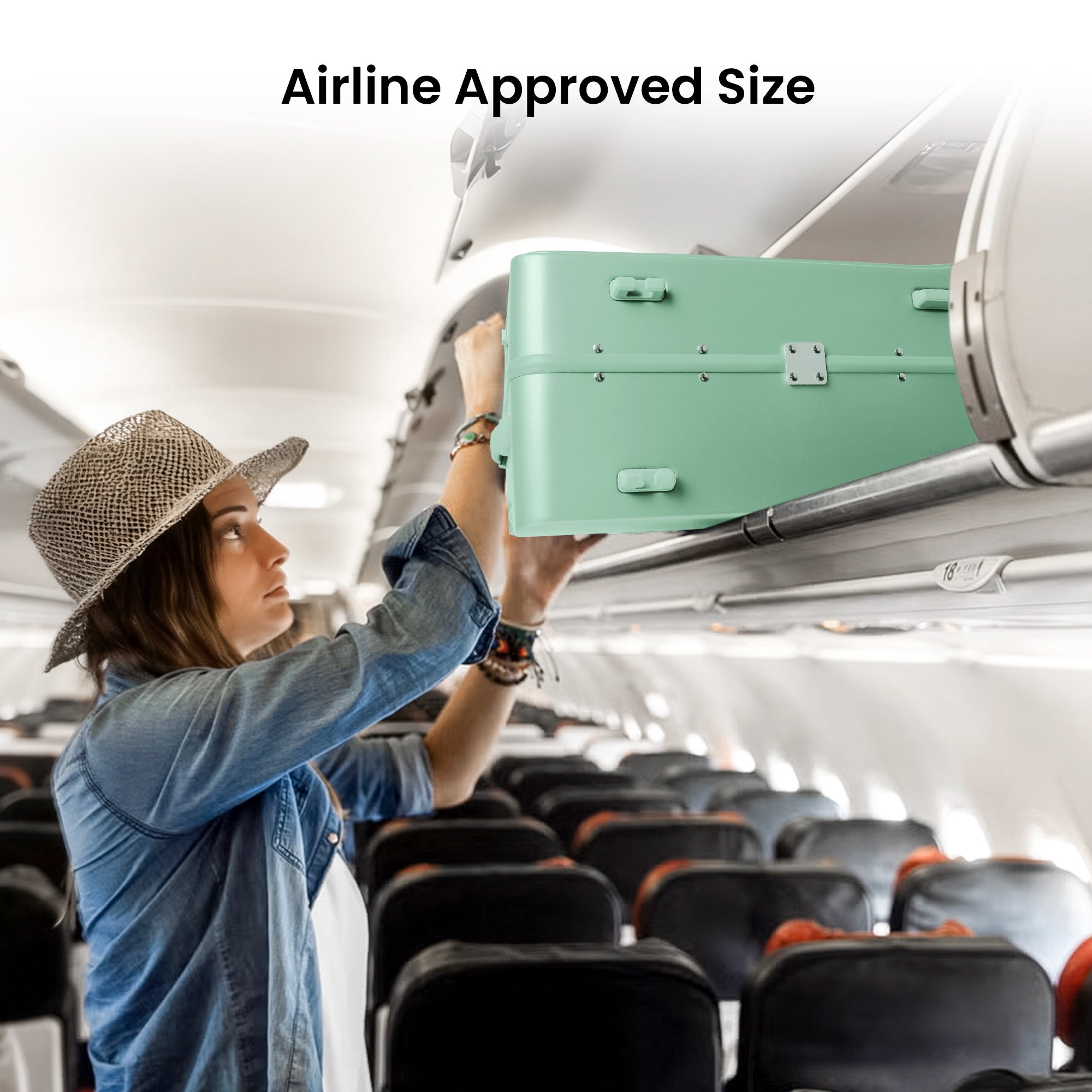 New York XPress LA-266, 20'' Carry on Luggage with Front Pocket & Cup Holder,Suitcase with Aluminum Frame,PC Hard Shell Suitcases w/TSA LOCK