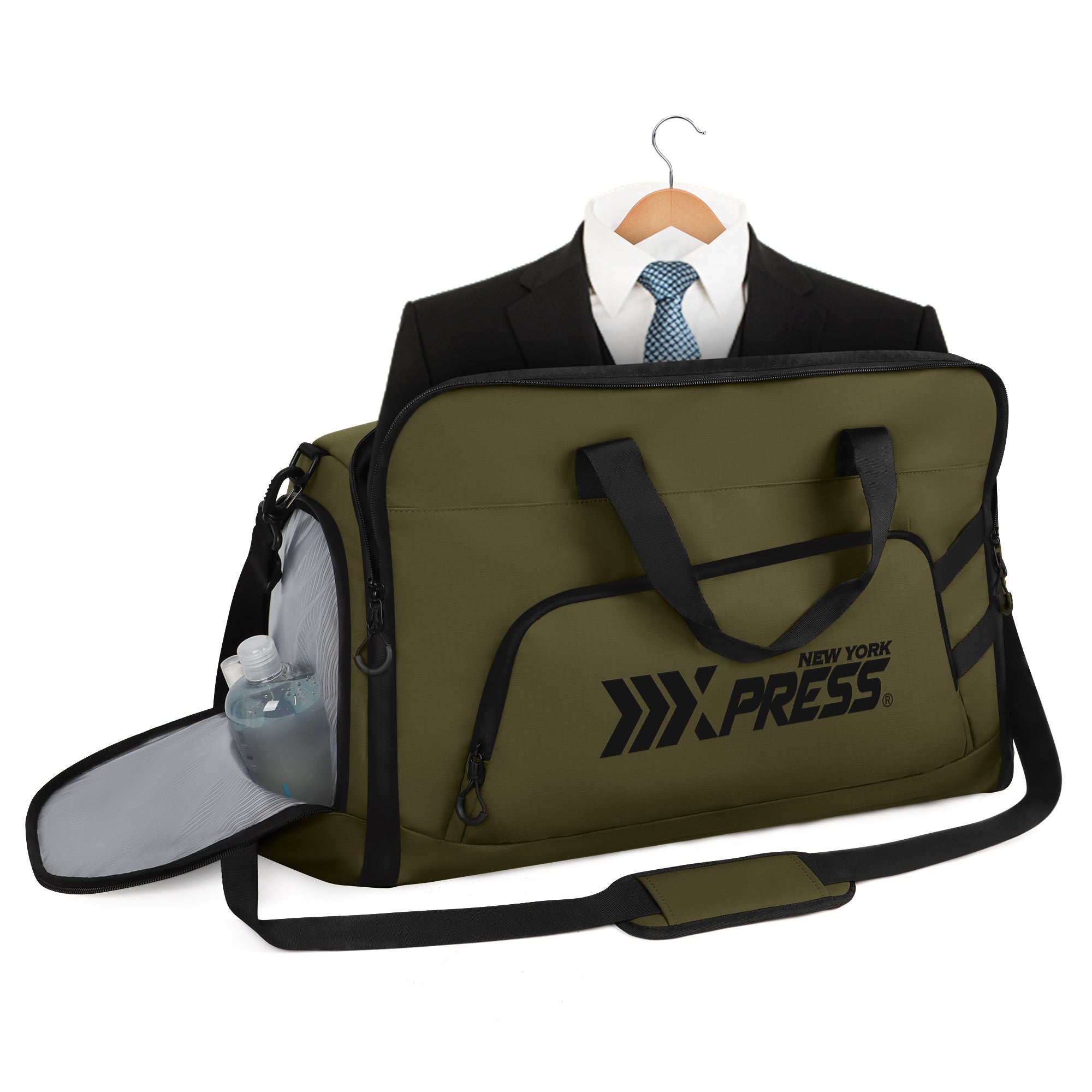 New York XPress GB-261, 2 in 1 Convertible Garment Bag for Travel,Carry on Garment Duffel Bag with Shoulder Strap,Hanging Suit Compartment,Duffle Bag
