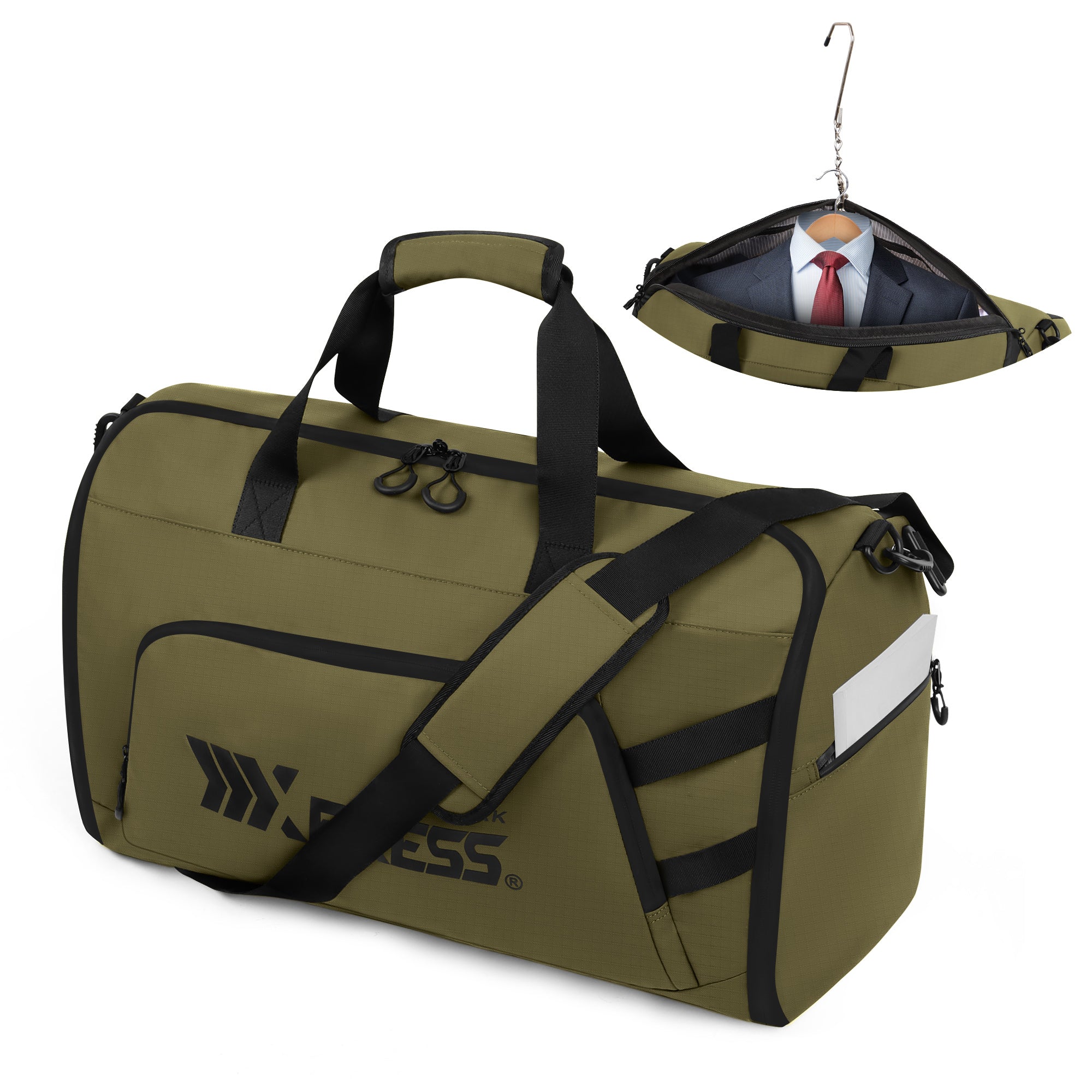New York XPress GB-261, 2 in 1 Convertible Garment Bag for Travel,Carry on Garment Duffel Bag with Shoulder Strap,Hanging Suit Compartment,Duffle Bag