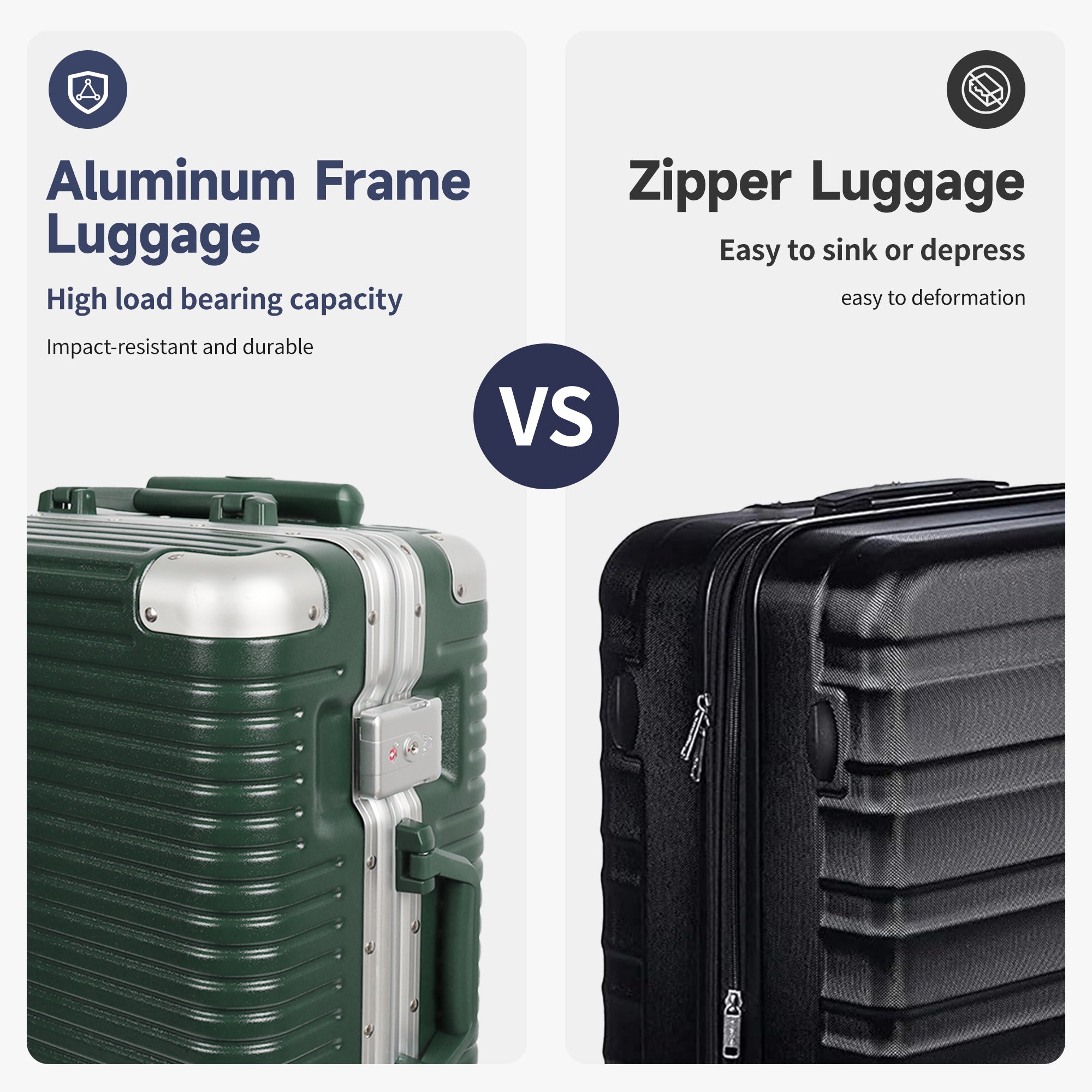 Luggage AL1377,Carry On Luggage 20 inch,Aluminum Alloy Zipperless Suitcase with Spinner Wheels