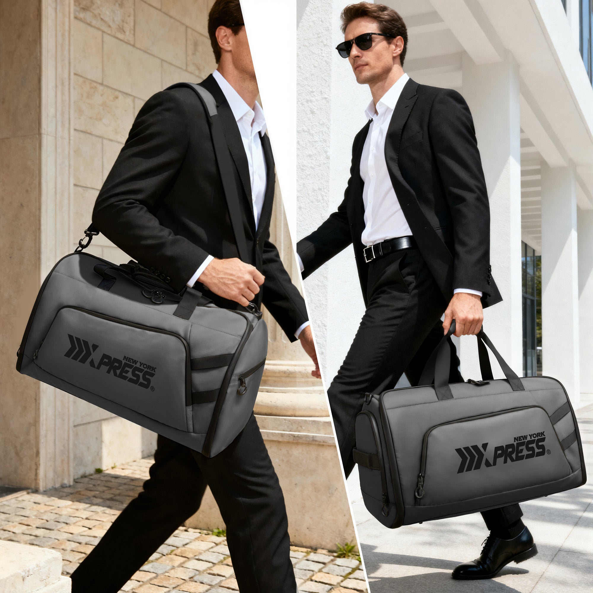 New York XPress GB-261, 2 in 1 Convertible Garment Bag for Travel,Carry on Garment Duffel Bag with Shoulder Strap,Hanging Suit Compartment,Duffle Bag