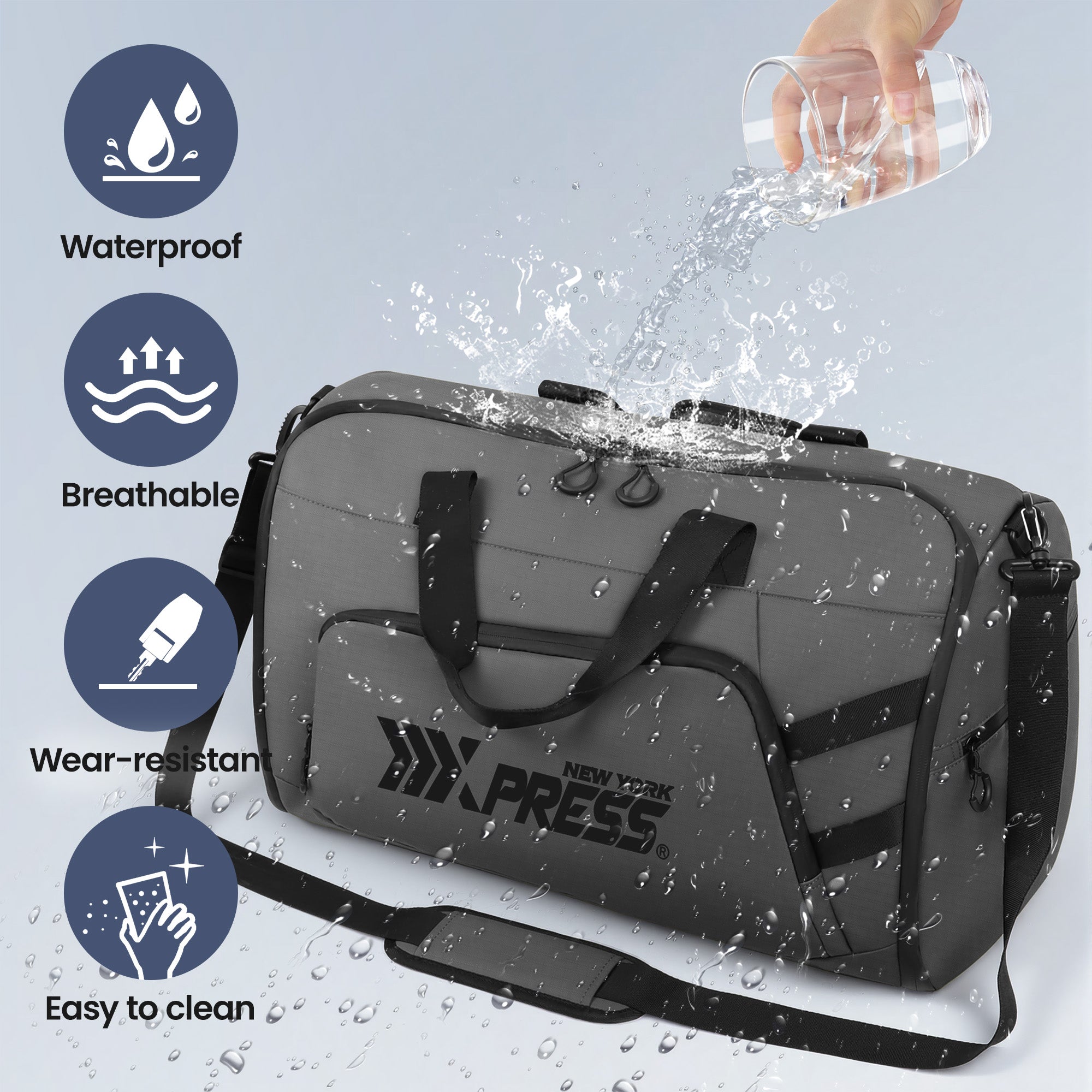 New York XPress GB-261, 2 in 1 Convertible Garment Bag for Travel,Carry on Garment Duffel Bag with Shoulder Strap,Hanging Suit Compartment,Duffle Bag