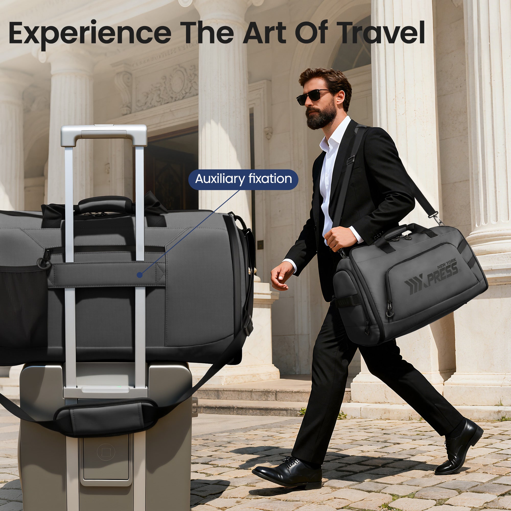 New York XPress GB-261, 2 in 1 Convertible Garment Bag for Travel,Carry on Garment Duffel Bag with Shoulder Strap,Hanging Suit Compartment,Duffle Bag