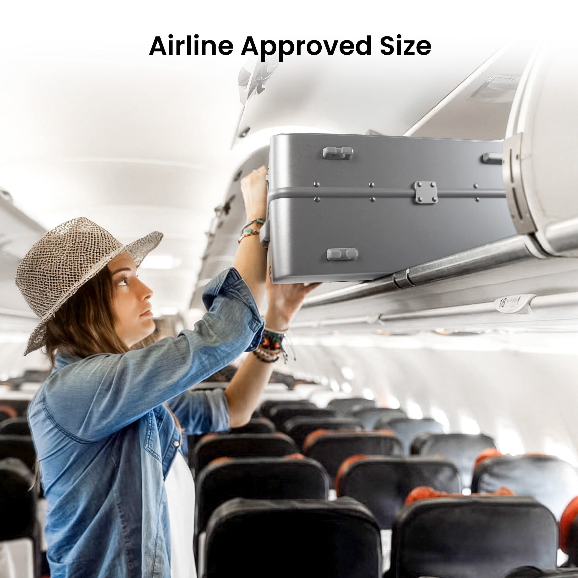 New York XPress LA-266, 20'' Carry on Luggage with Front Pocket & Cup Holder,Suitcase with Aluminum Frame,PC Hard Shell Suitcases w/TSA LOCK
