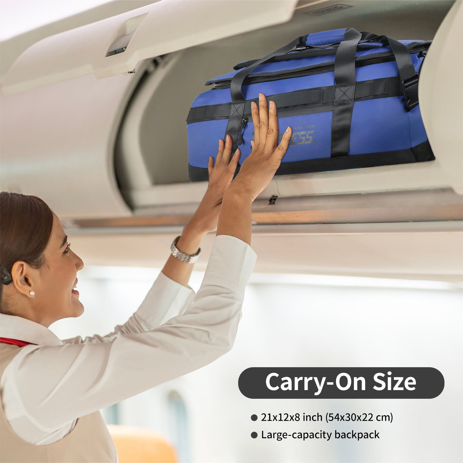 New York XPress LX-737-20''Backpack,2-in-1 Carry-on Backpack for Men Women 40L Sports Gym Bag with Backpack Straps,Water Resistant,for Travel/Gym