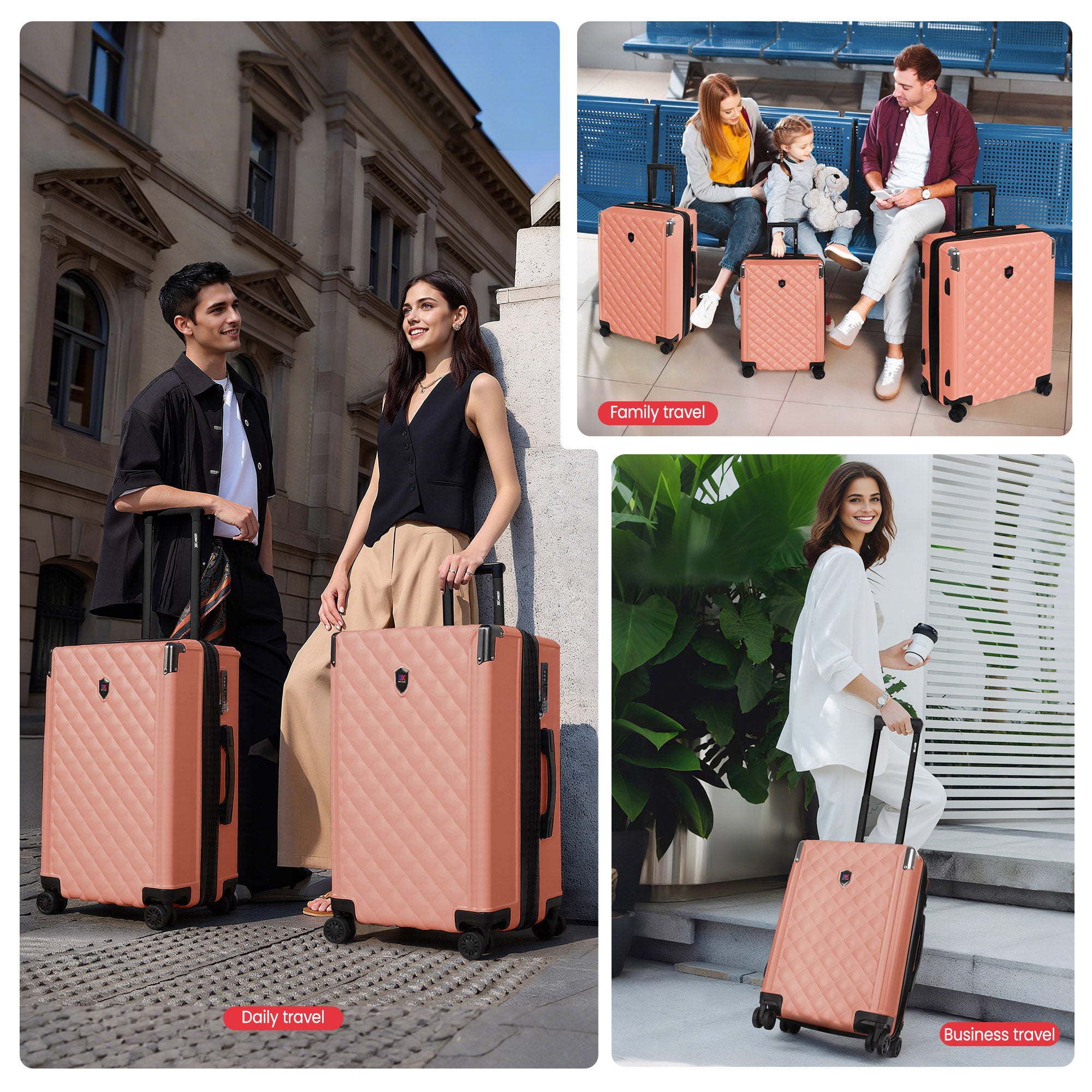 WD-576-Luggage Sets 3 Piece（20/24/28in） PC Hardshell Suitcases