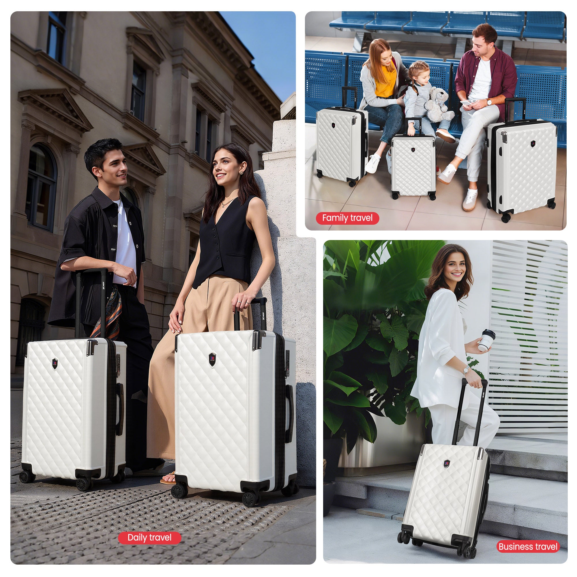 WD-576-Luggage Sets 3 Piece（20/24/28in） PC Hardshell Suitcases