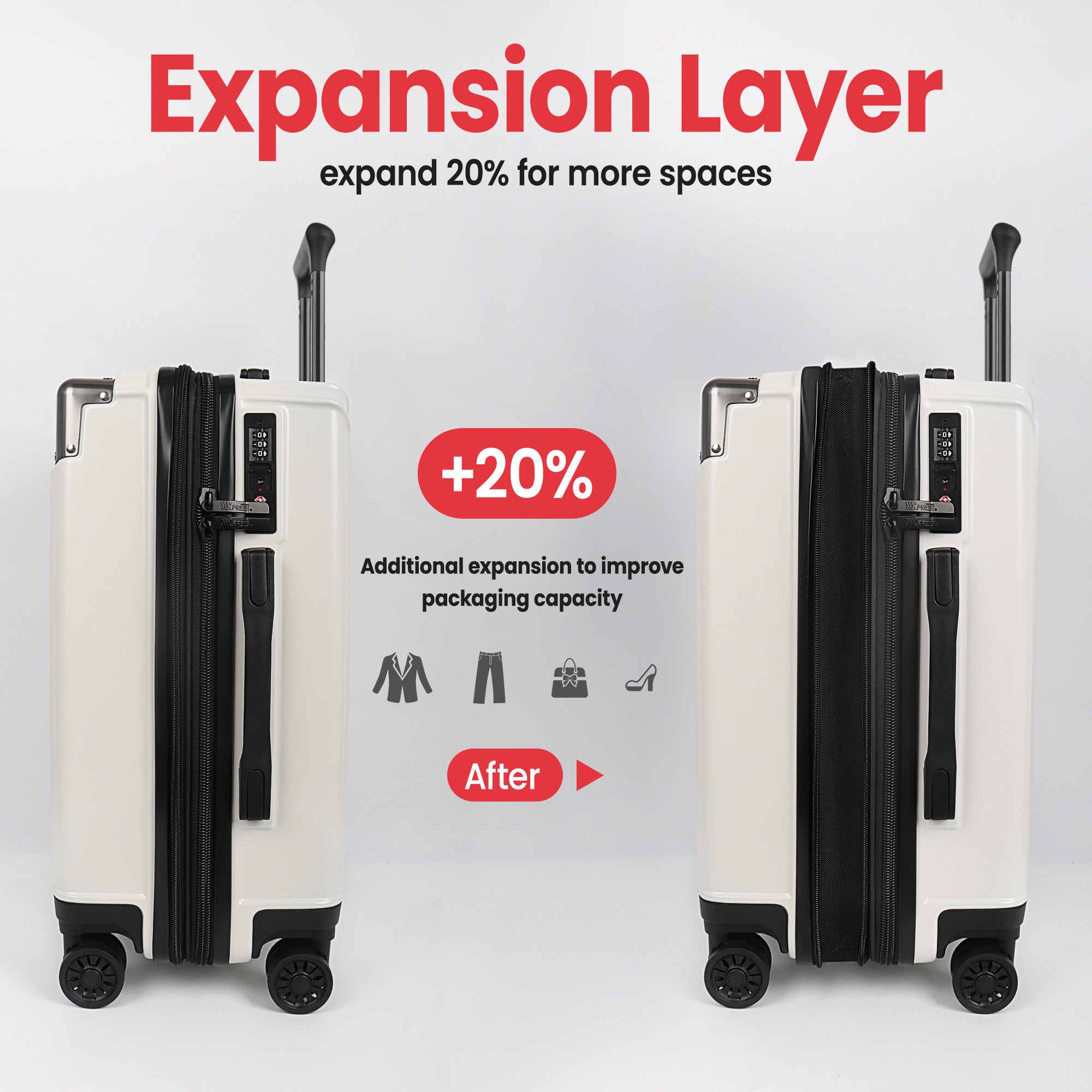 WD-576-Luggage Sets 3 Piece（20/24/28in） PC Hardshell Suitcases