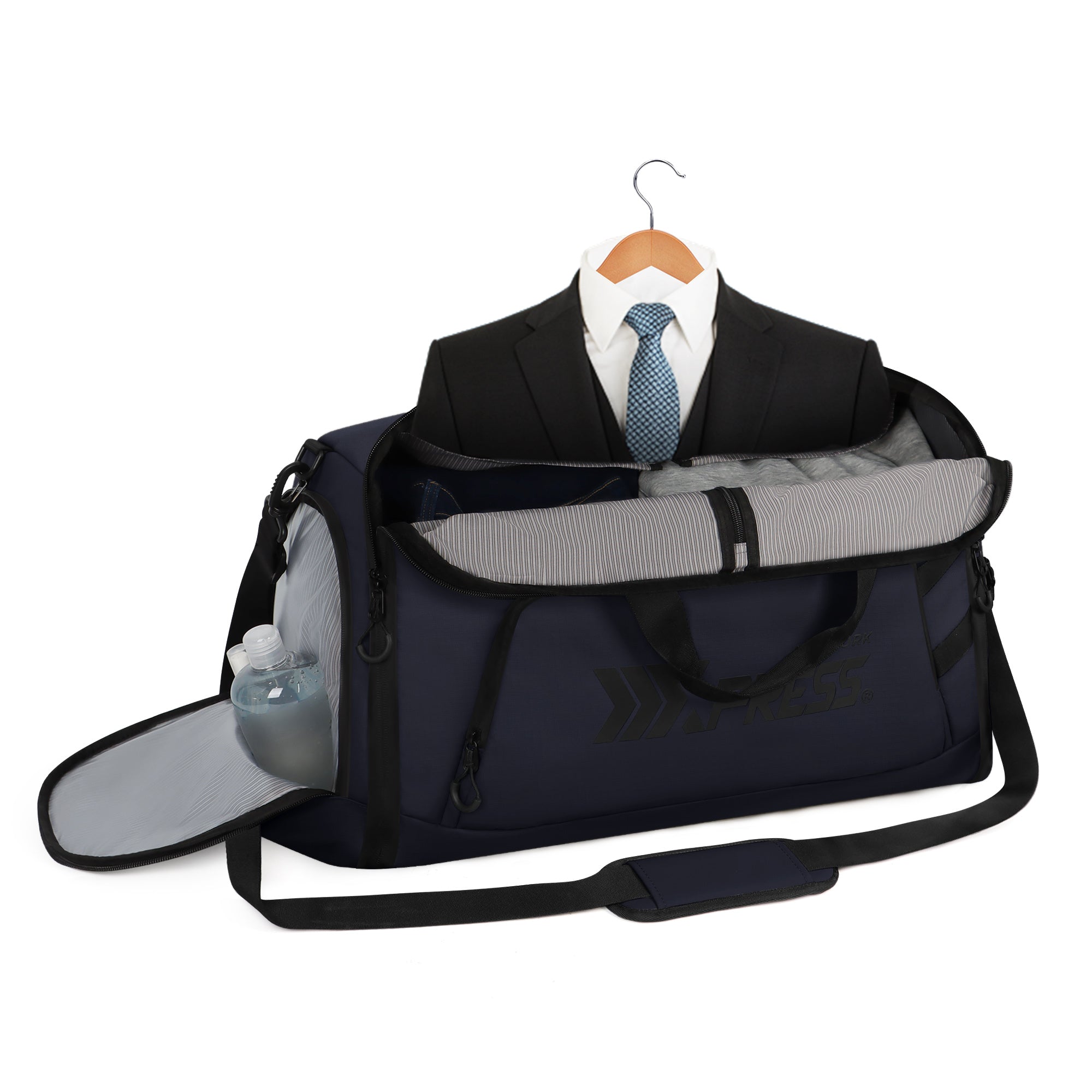 New York XPress GB-261, 2 in 1 Convertible Garment Bag for Travel,Carry on Garment Duffel Bag with Shoulder Strap,Hanging Suit Compartment,Duffle Bag