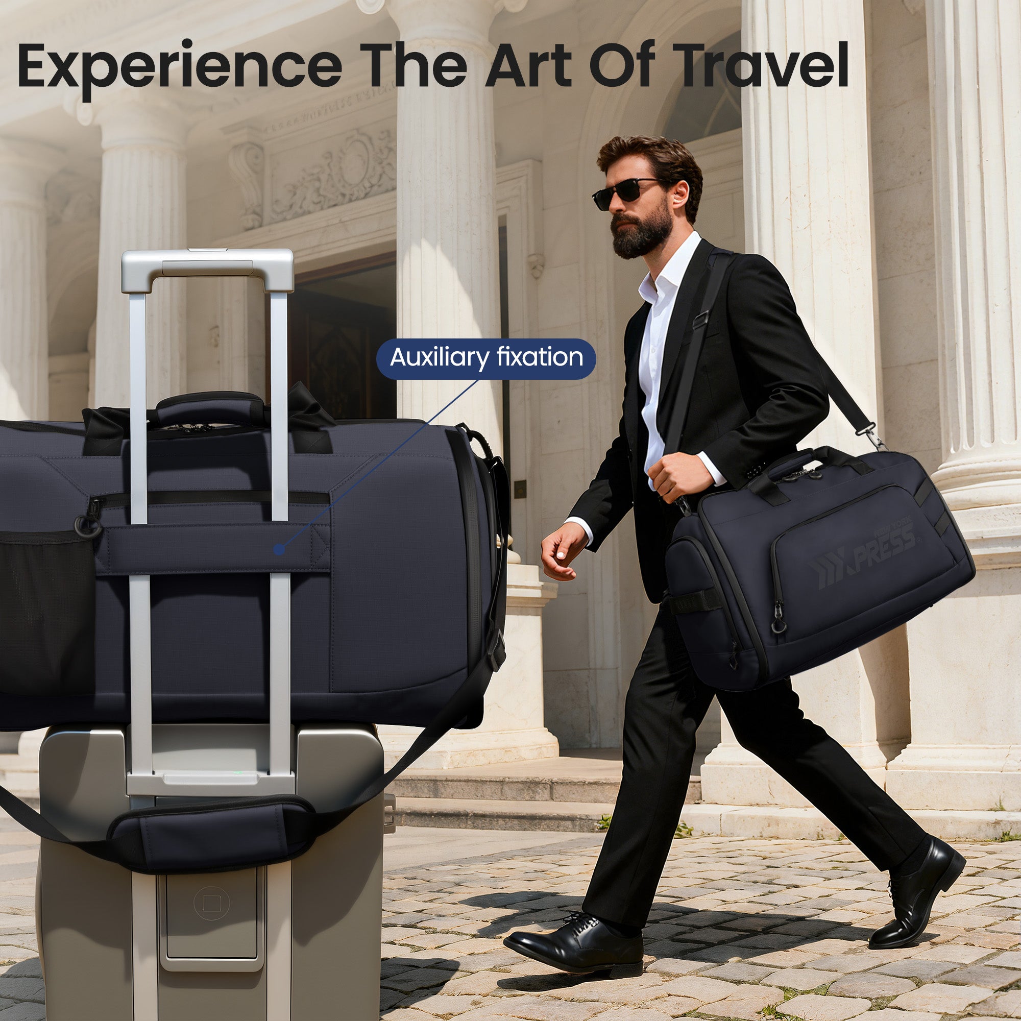 New York XPress GB-261, 2 in 1 Convertible Garment Bag for Travel,Carry on Garment Duffel Bag with Shoulder Strap,Hanging Suit Compartment,Duffle Bag