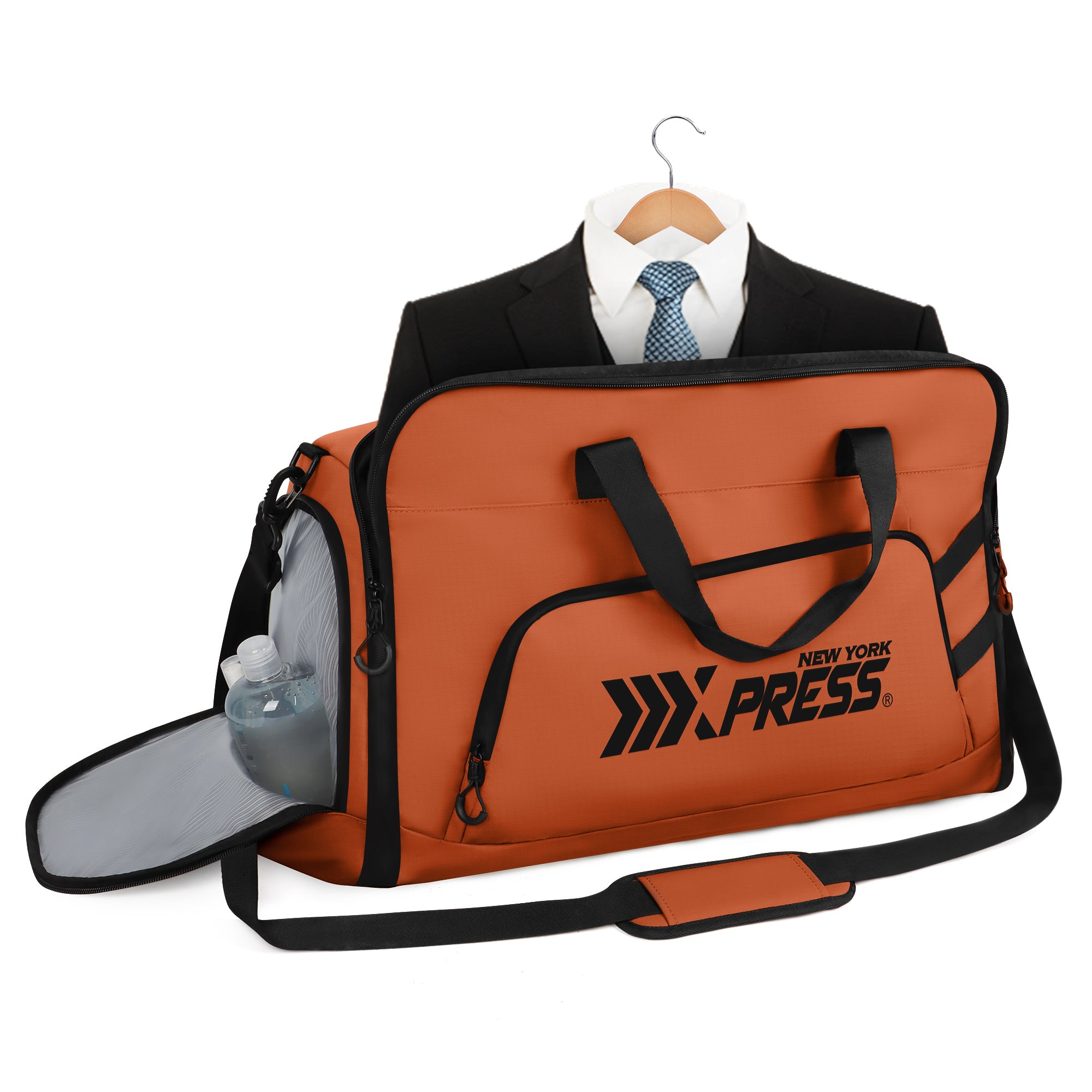 New York XPress GB-261, 2 in 1 Convertible Garment Bag for Travel,Carry on Garment Duffel Bag with Shoulder Strap,Hanging Suit Compartment,Duffle Bag