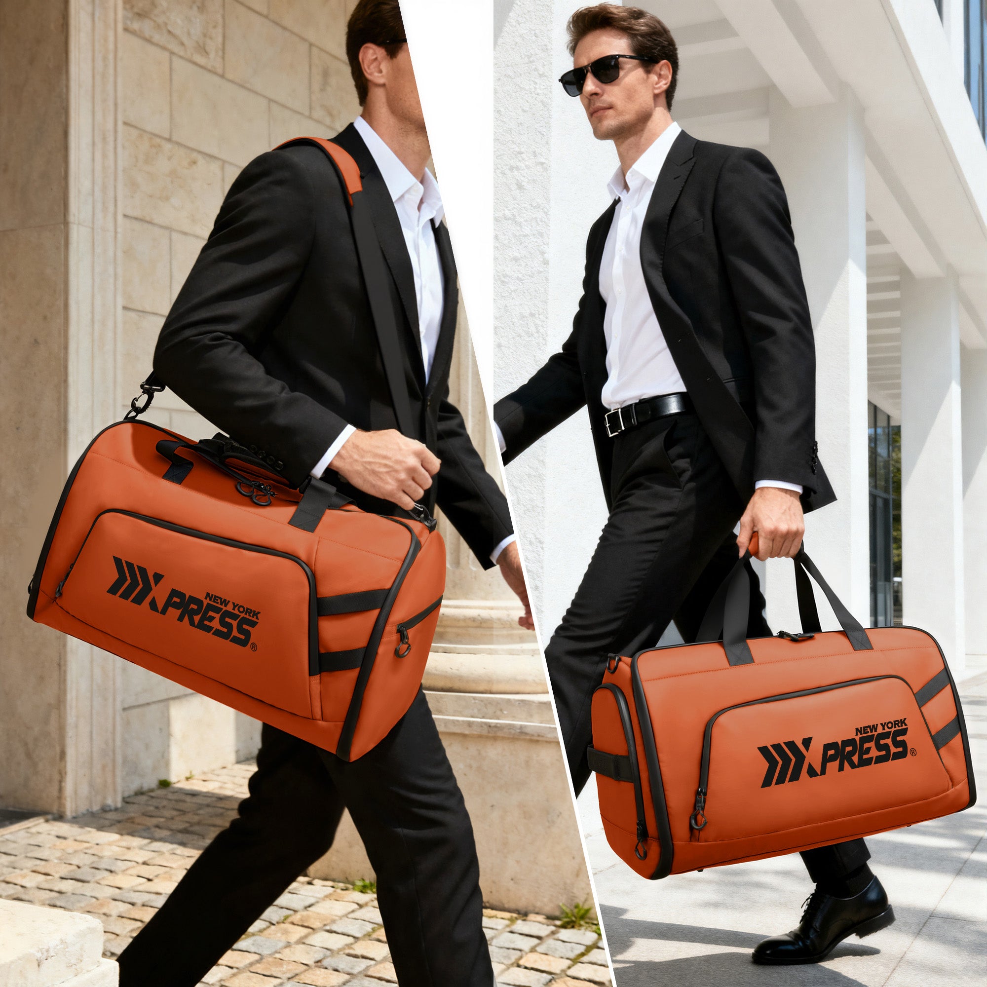 New York XPress GB-261, 2 in 1 Convertible Garment Bag for Travel,Carry on Garment Duffel Bag with Shoulder Strap,Hanging Suit Compartment,Duffle Bag