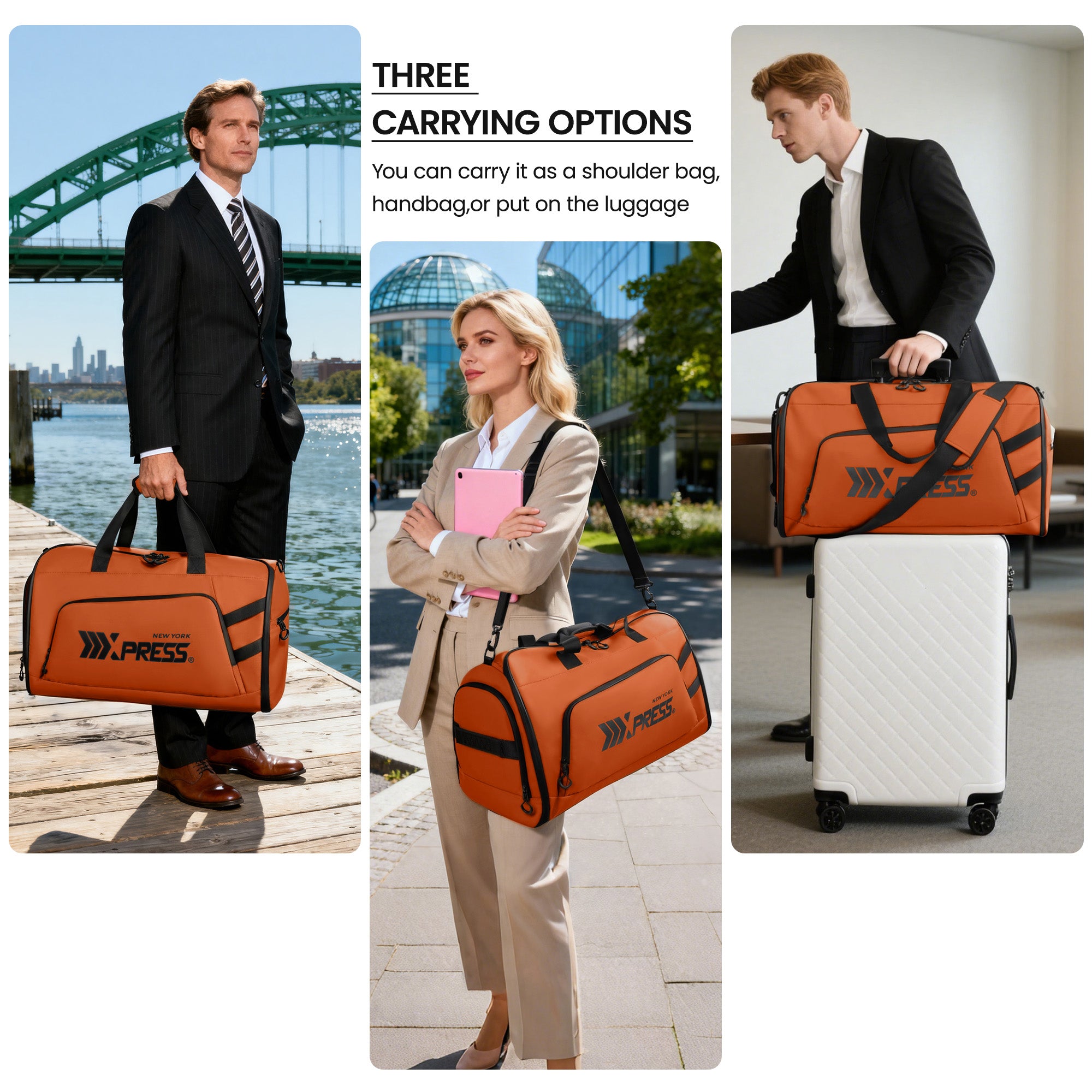 New York XPress GB-261, 2 in 1 Convertible Garment Bag for Travel,Carry on Garment Duffel Bag with Shoulder Strap,Hanging Suit Compartment,Duffle Bag