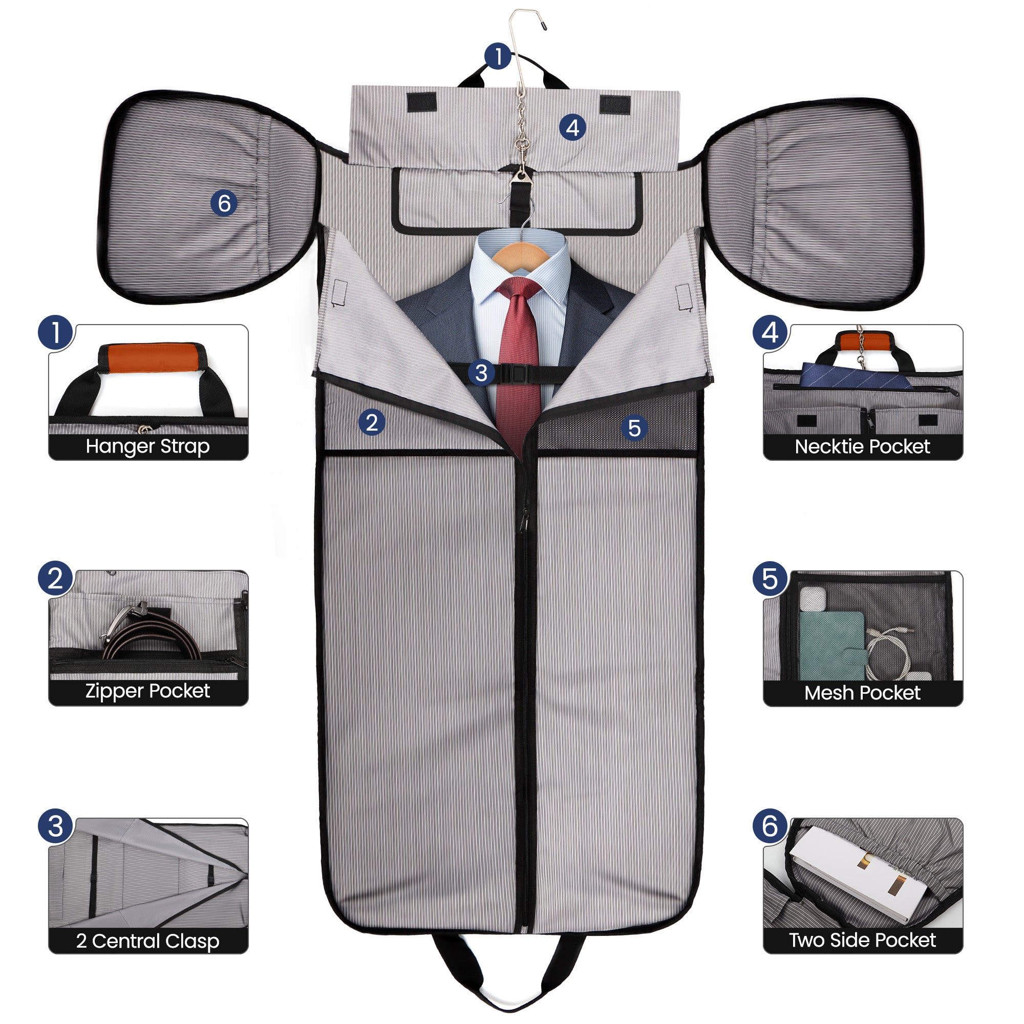 New York XPress GB-261, 2 in 1 Convertible Garment Bag for Travel,Carry on Garment Duffel Bag with Shoulder Strap,Hanging Suit Compartment,Duffle Bag