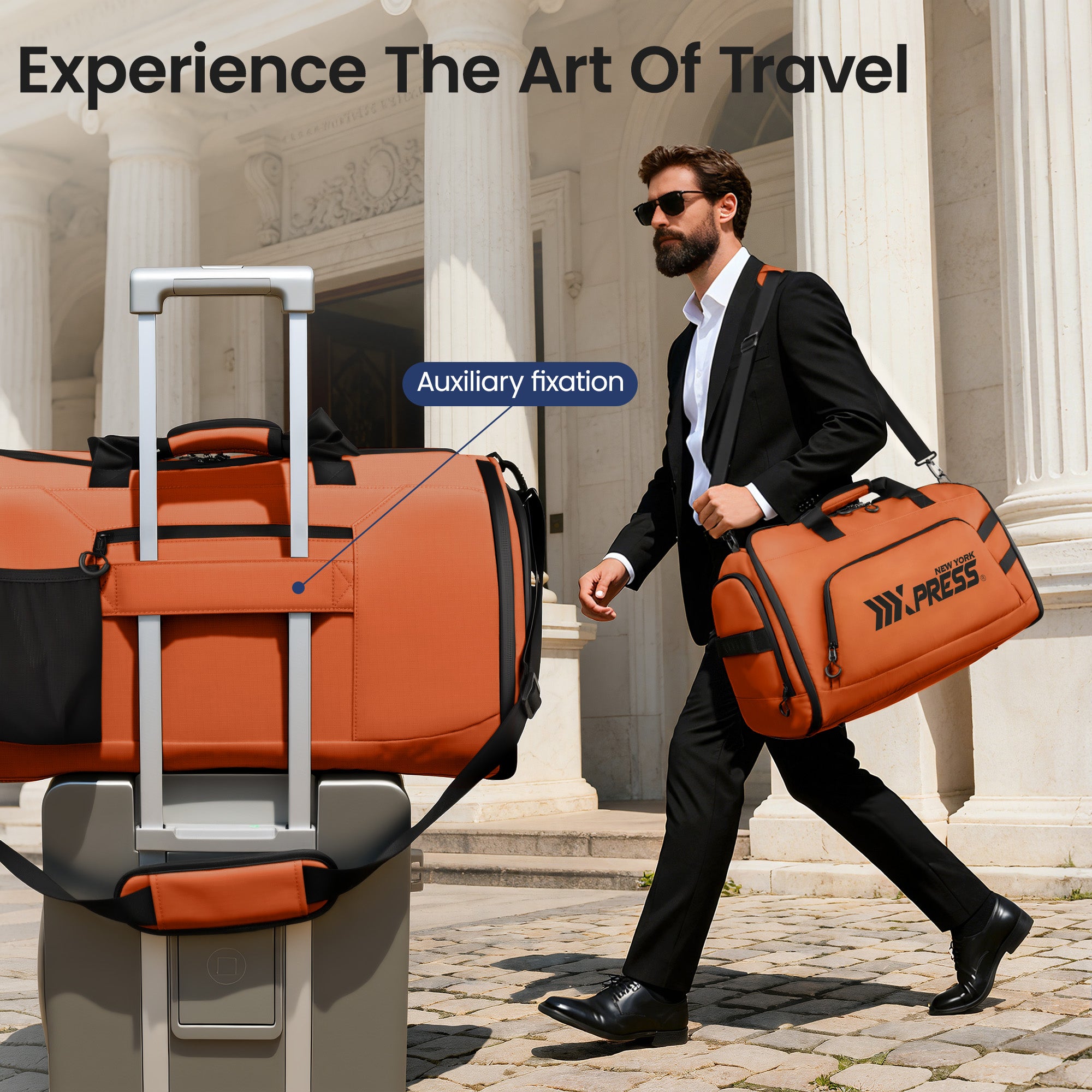 New York XPress GB-261, 2 in 1 Convertible Garment Bag for Travel,Carry on Garment Duffel Bag with Shoulder Strap,Hanging Suit Compartment,Duffle Bag