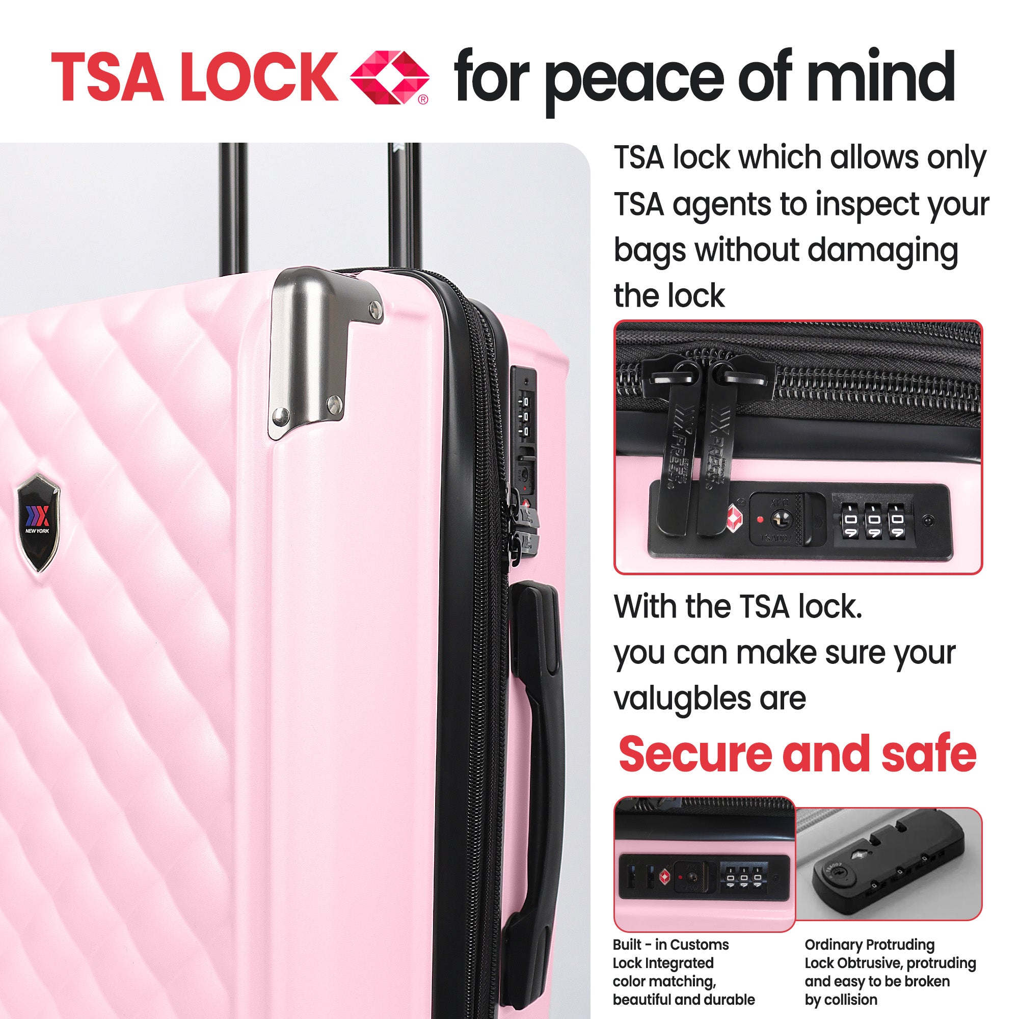 WD-576-Luggage Sets 3 Piece（20/24/28in） PC Hardshell Suitcases